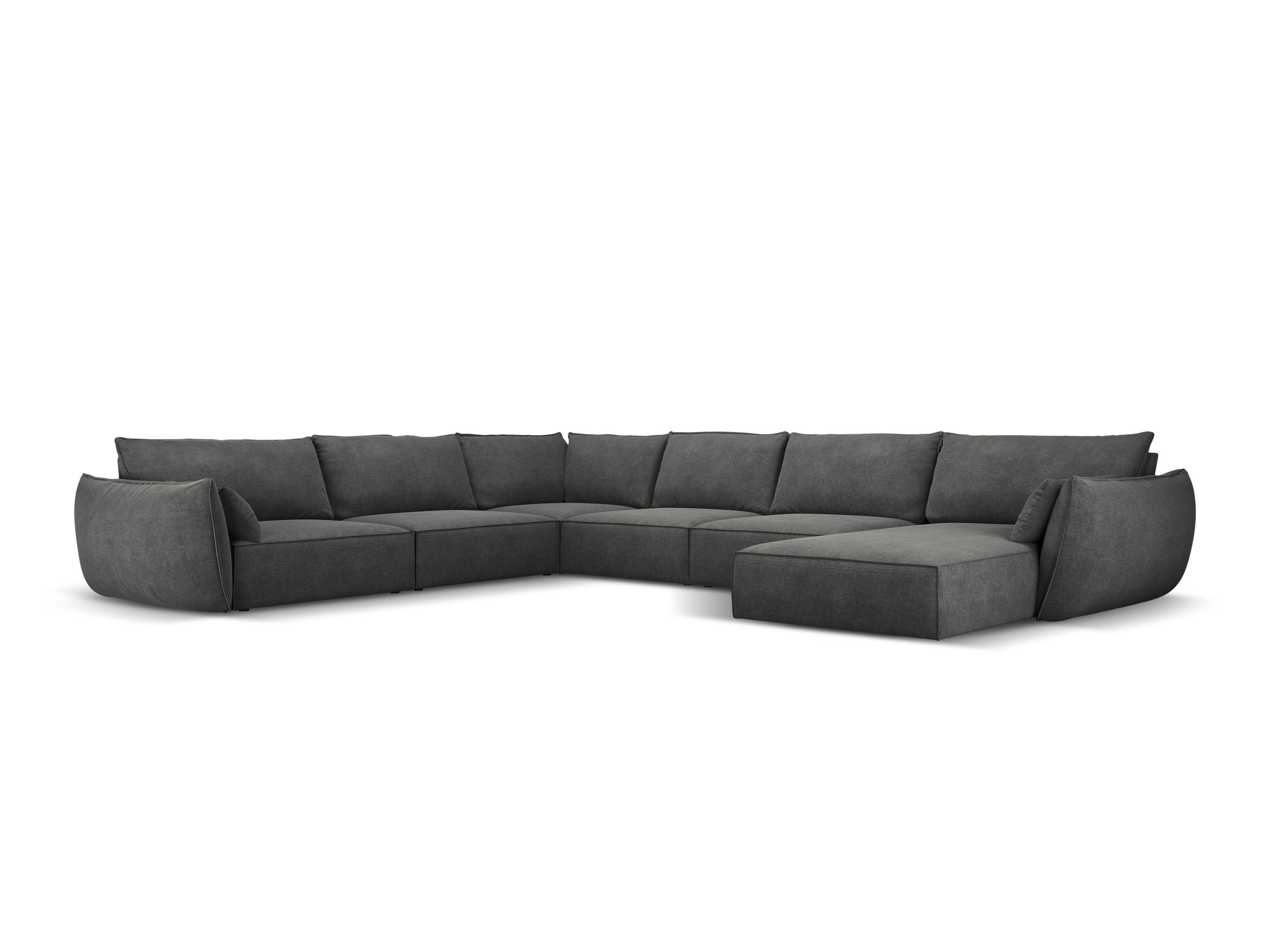Narożnik panoramiczny w tkaninie szenilowej lewostronny VANDA ciemnoszary Mazzini Sofas Eye on Design