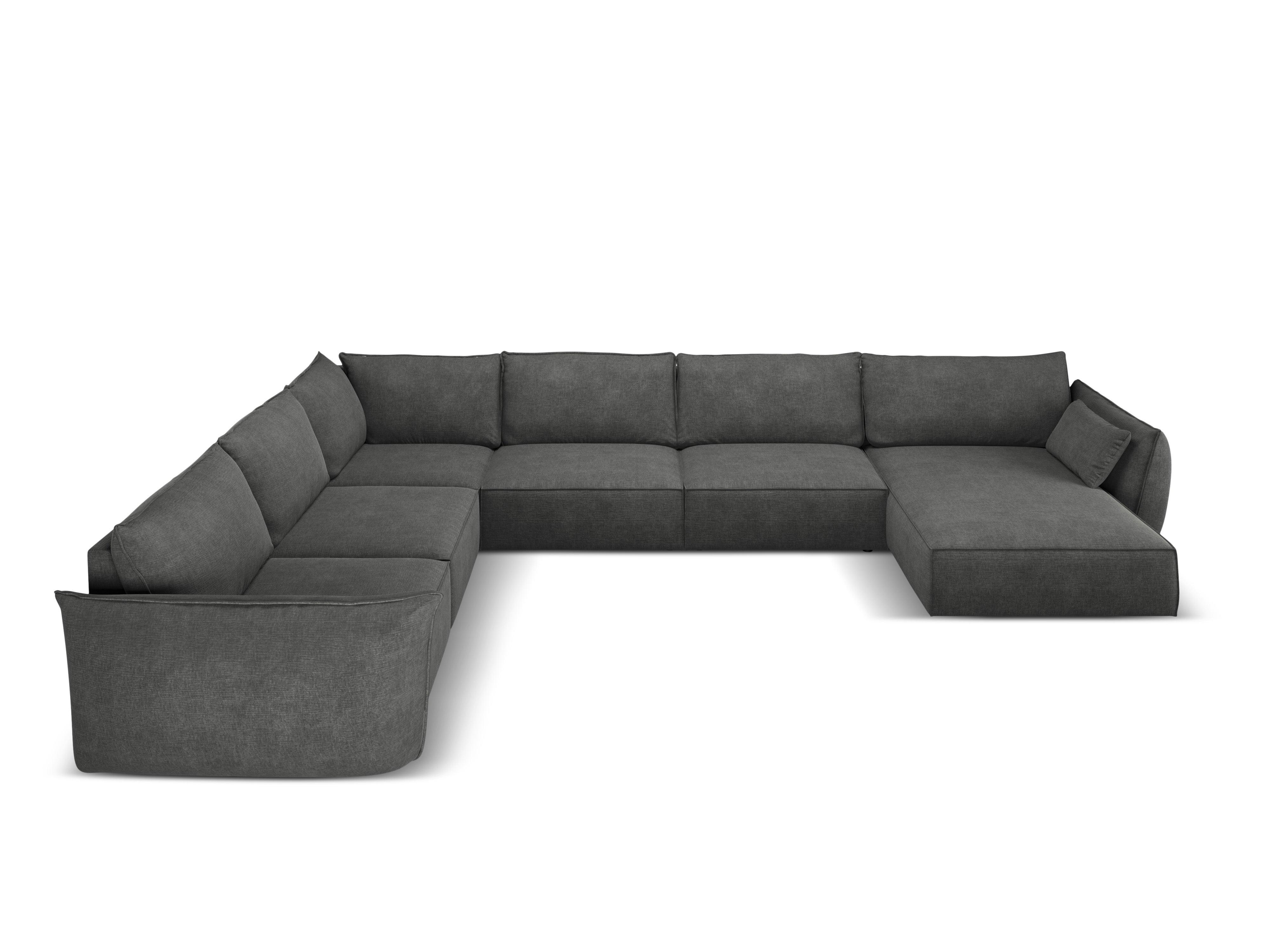 Narożnik panoramiczny w tkaninie szenilowej lewostronny VANDA ciemnoszary Mazzini Sofas Eye on Design