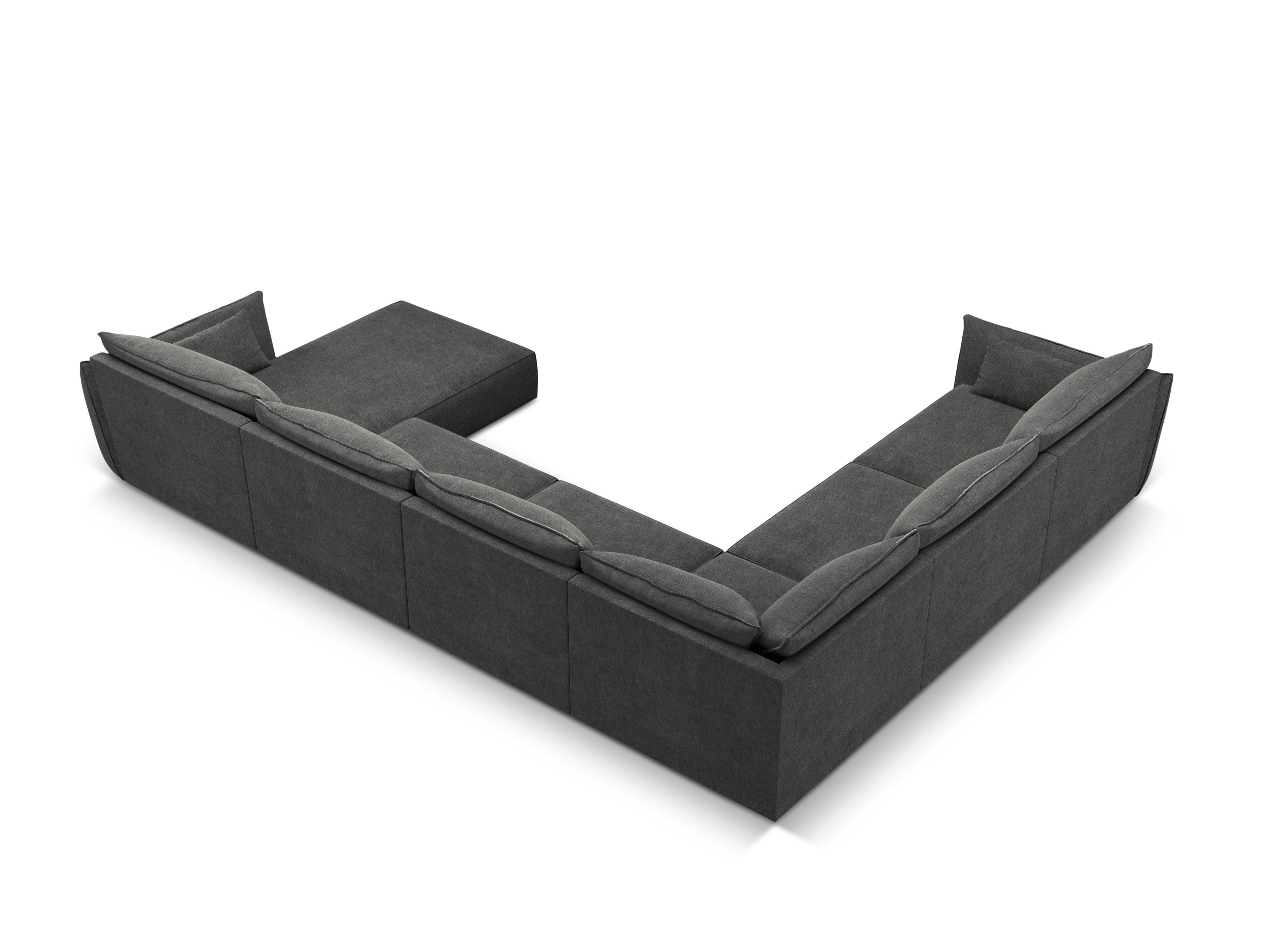 Narożnik panoramiczny w tkaninie szenilowej lewostronny VANDA ciemnoszary Mazzini Sofas Eye on Design