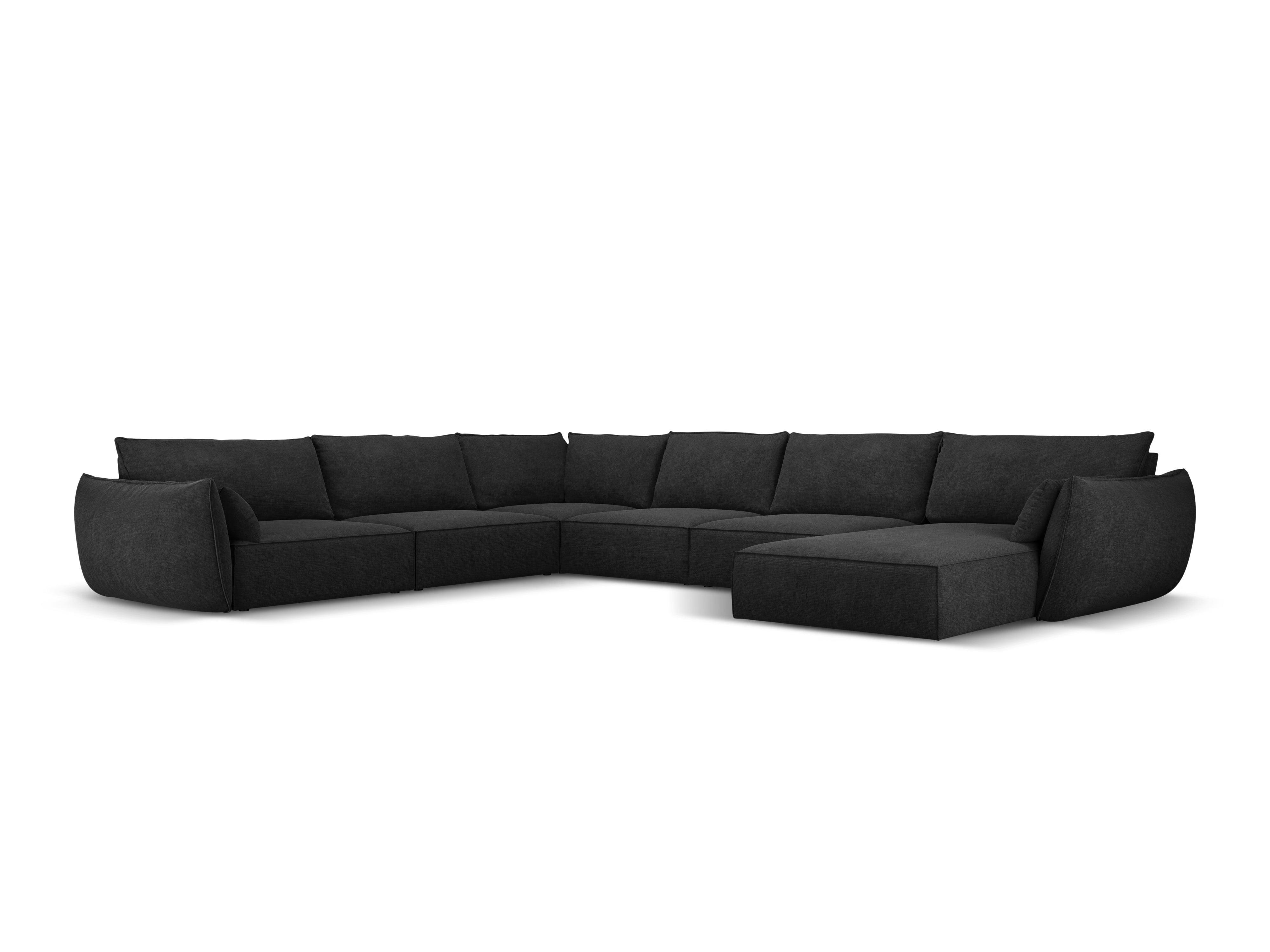 Narożnik panoramiczny w tkaninie szenilowej lewostronny VANDA czarny Mazzini Sofas Eye on Design