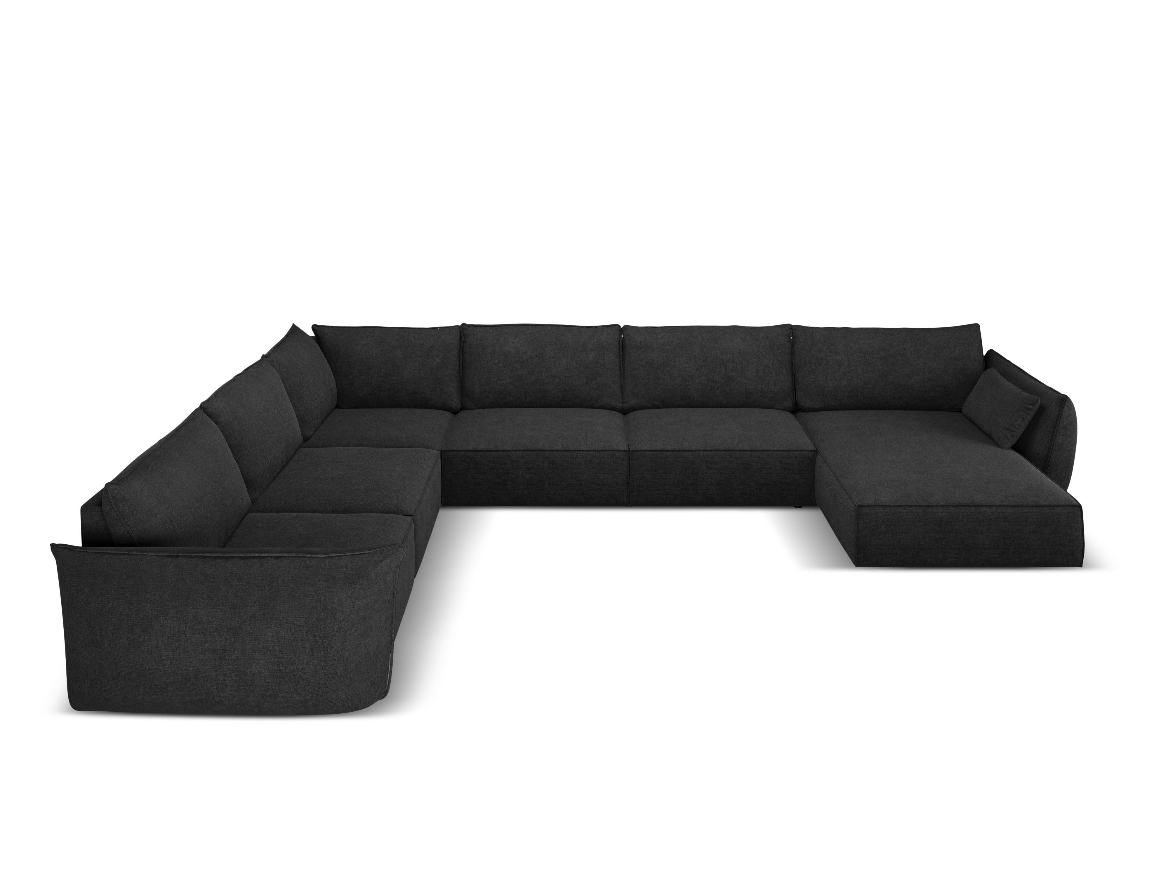 Narożnik panoramiczny w tkaninie szenilowej lewostronny VANDA czarny Mazzini Sofas Eye on Design