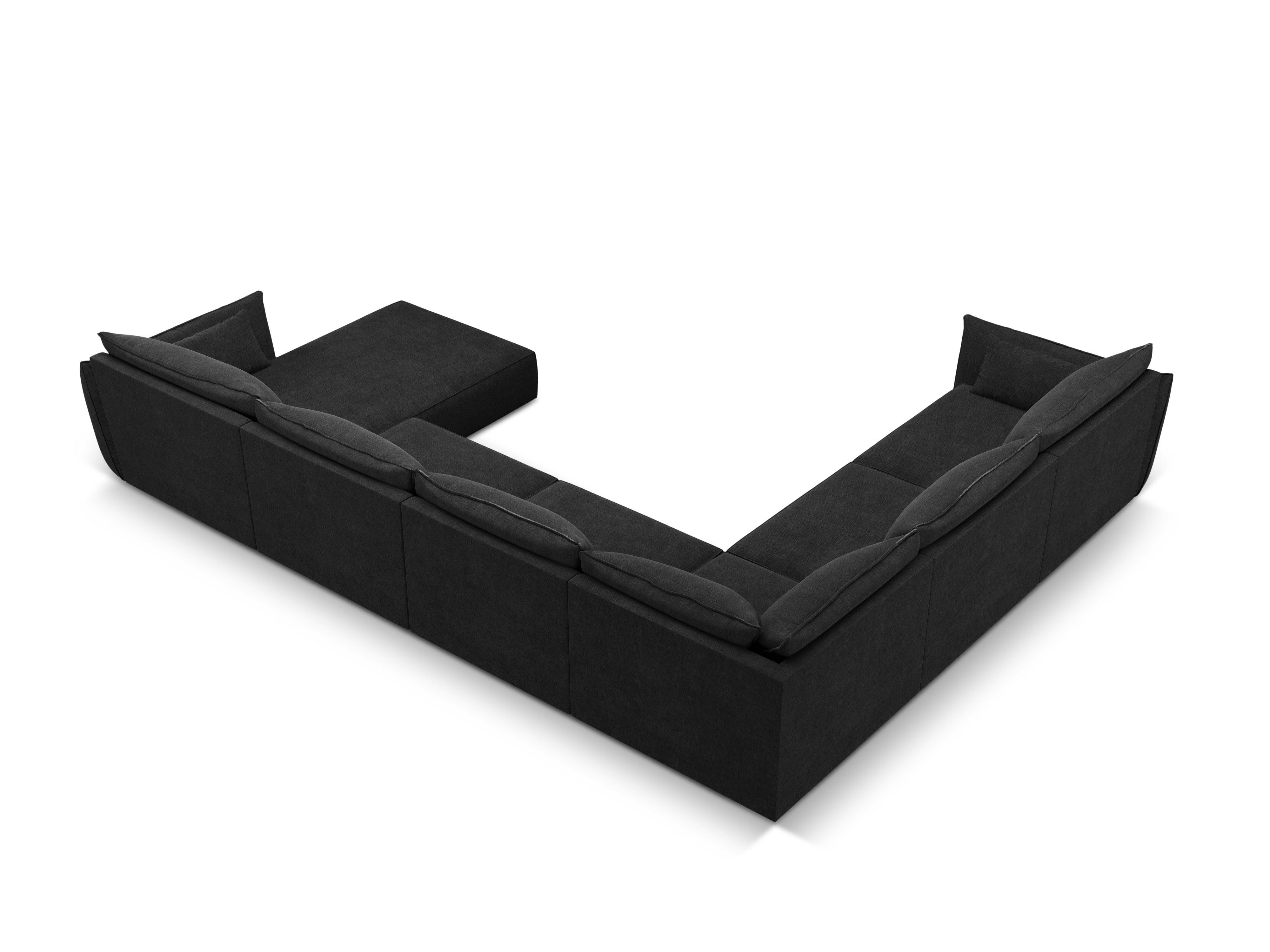 Narożnik panoramiczny w tkaninie szenilowej lewostronny VANDA czarny Mazzini Sofas Eye on Design