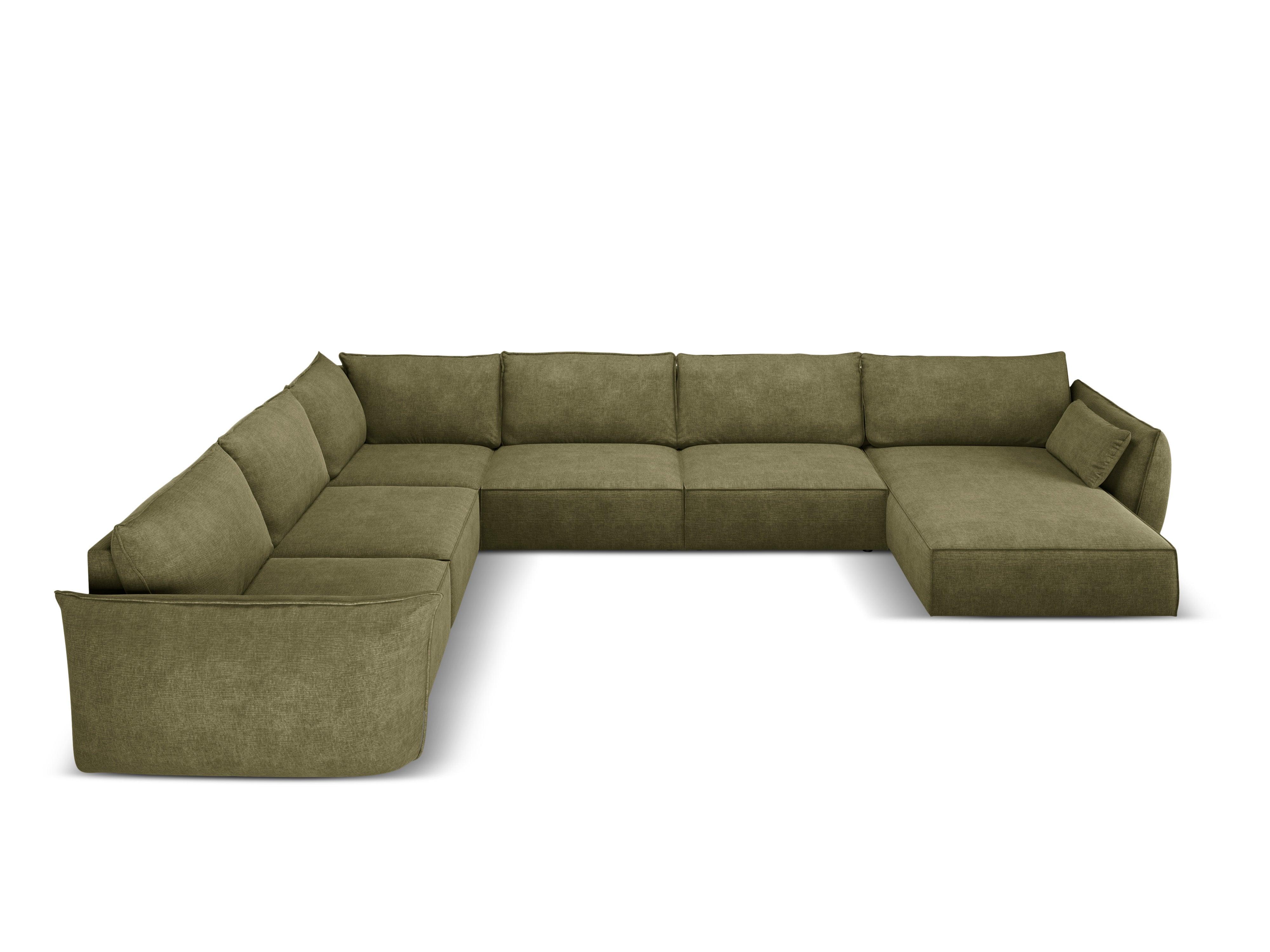 Narożnik panoramiczny w tkaninie szenilowej lewostronny VANDA zielony Mazzini Sofas Eye on Design