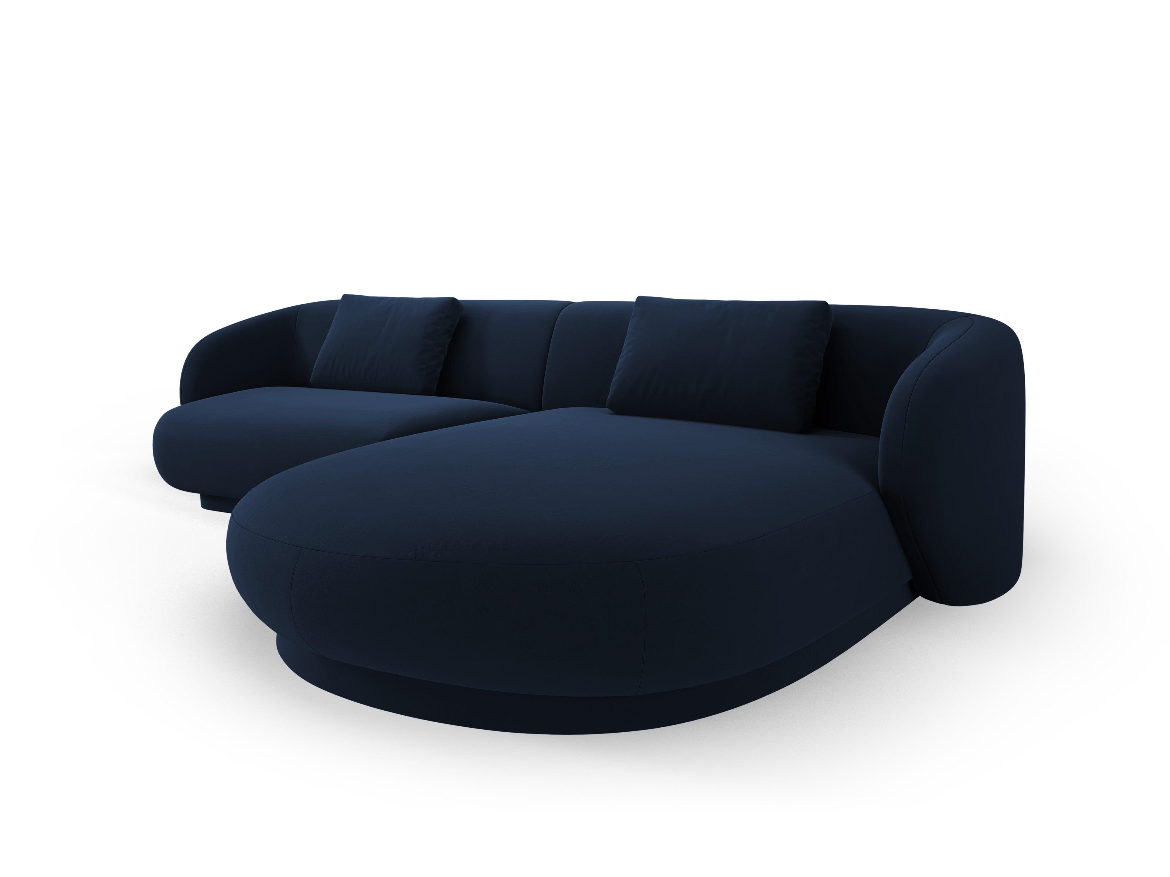 Narożnik prawostronny aksamitny CAMDEN granat królewski Cosmopolitan Design Eye on Design