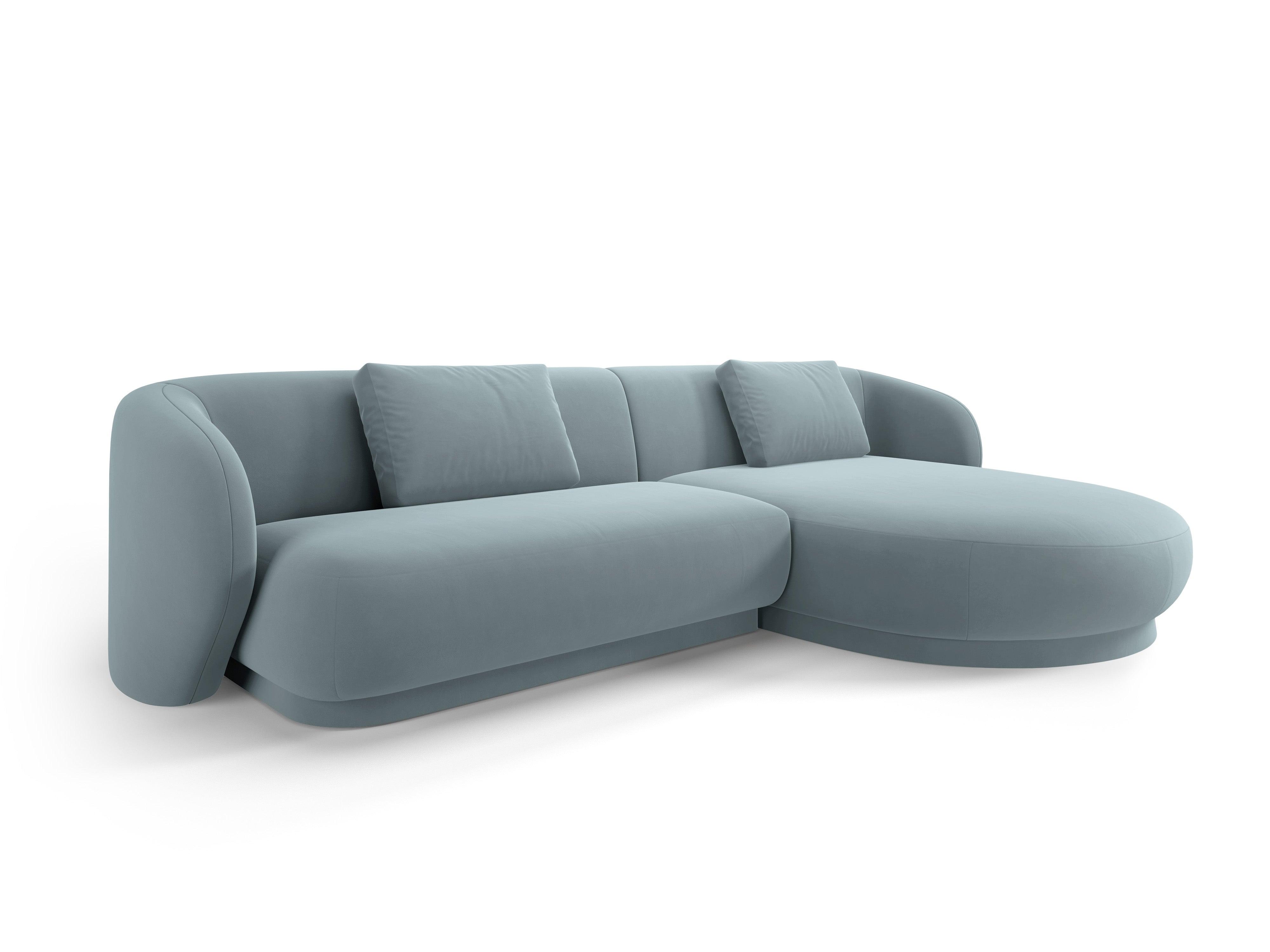 Narożnik prawostronny aksamitny CAMDEN niebieski Cosmopolitan Design Eye on Design