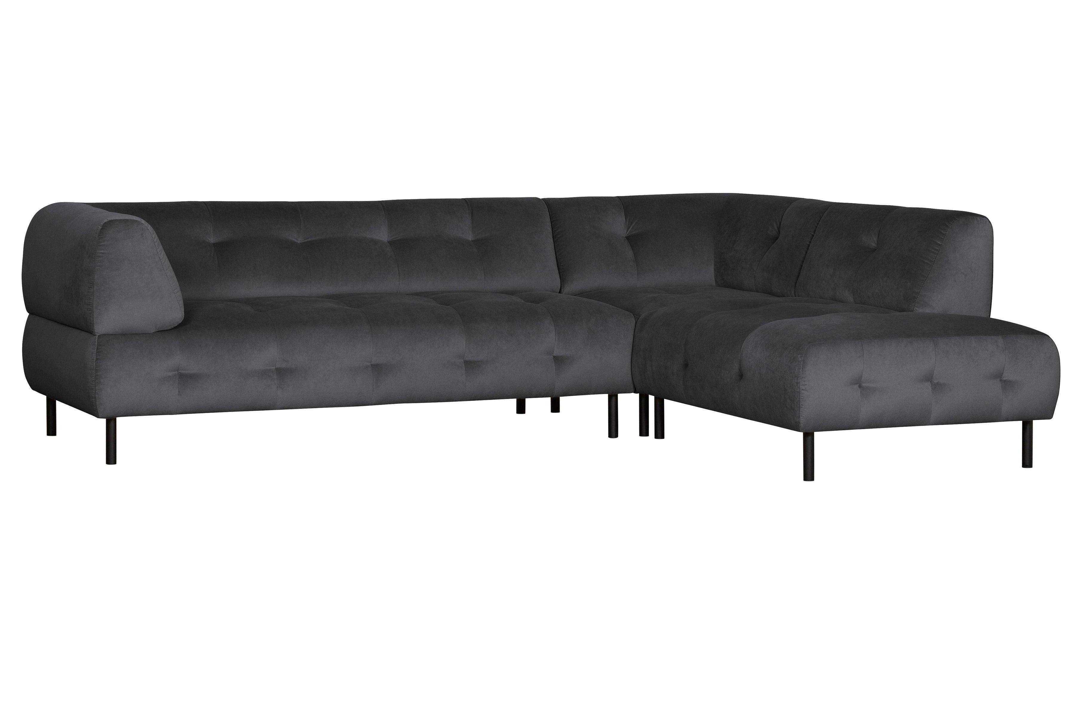 Narożnik prawostronny aksamitny LLOYD ciemnoszary Woood Exclusive Eye on Design