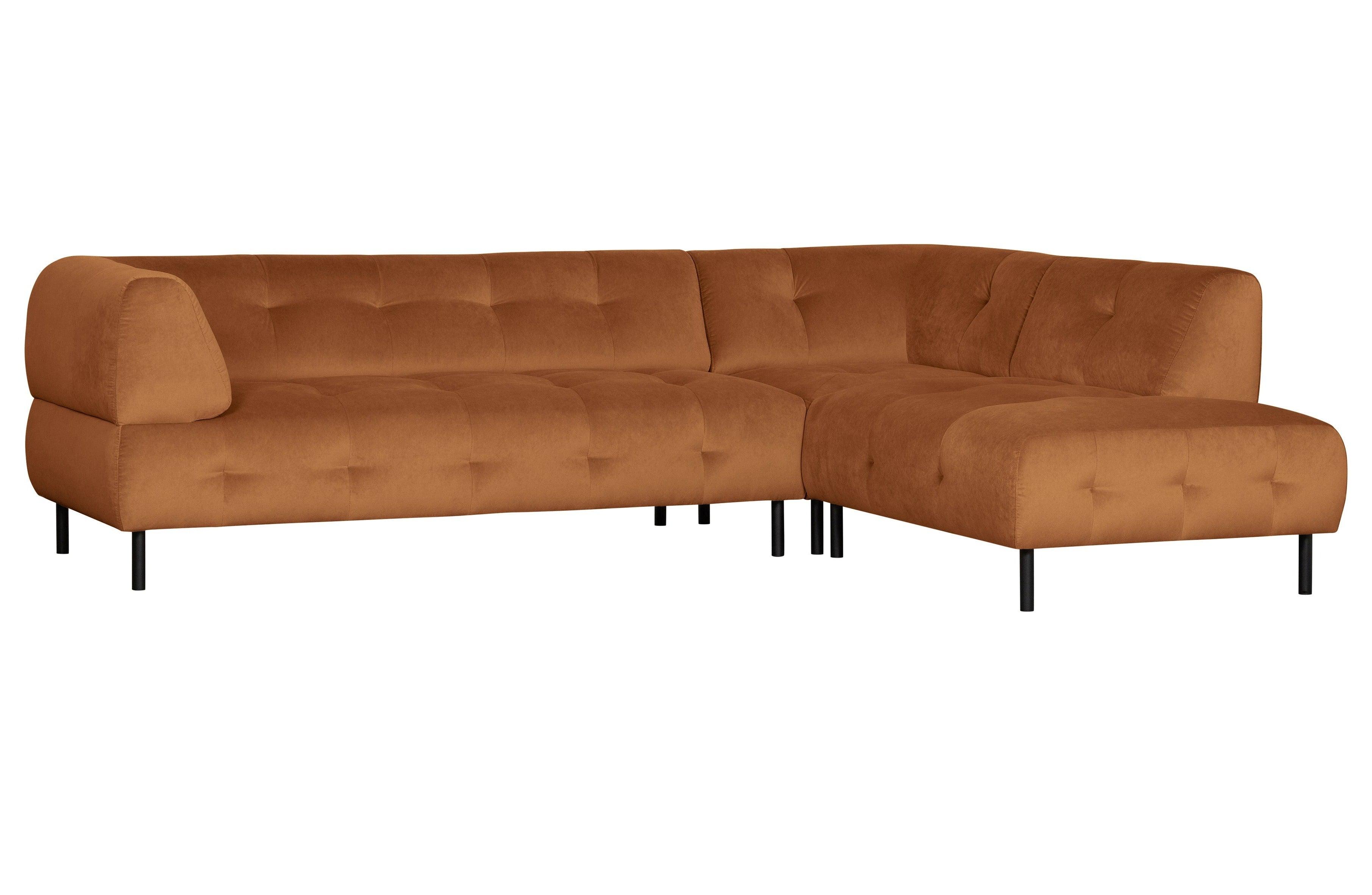 Narożnik prawostronny aksamitny LLOYD cynamonowy Woood Exclusive Eye on Design