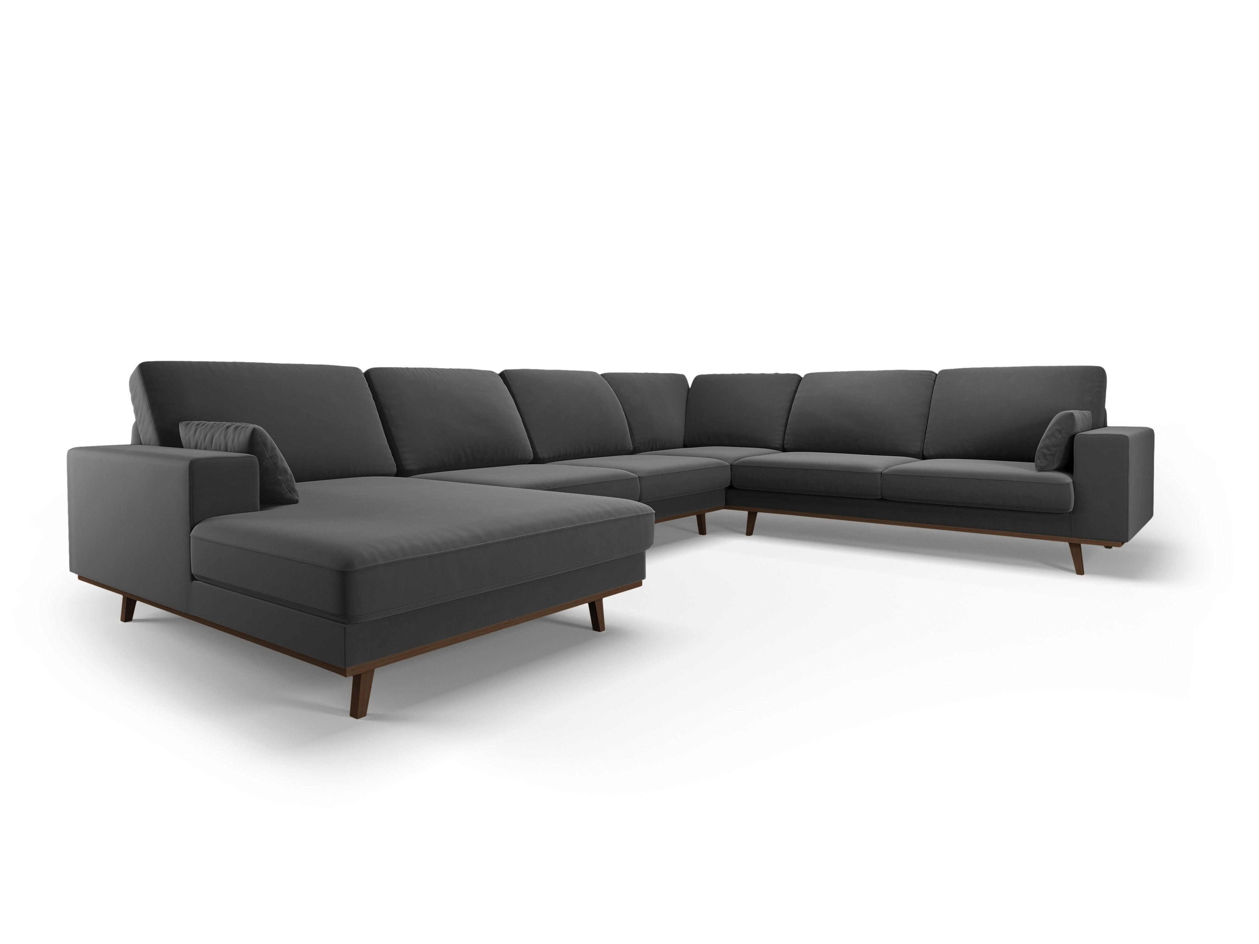 Narożnik prawostronny aksamitny panoramiczny HEBE ciemnoszary Mazzini Sofas Eye on Design