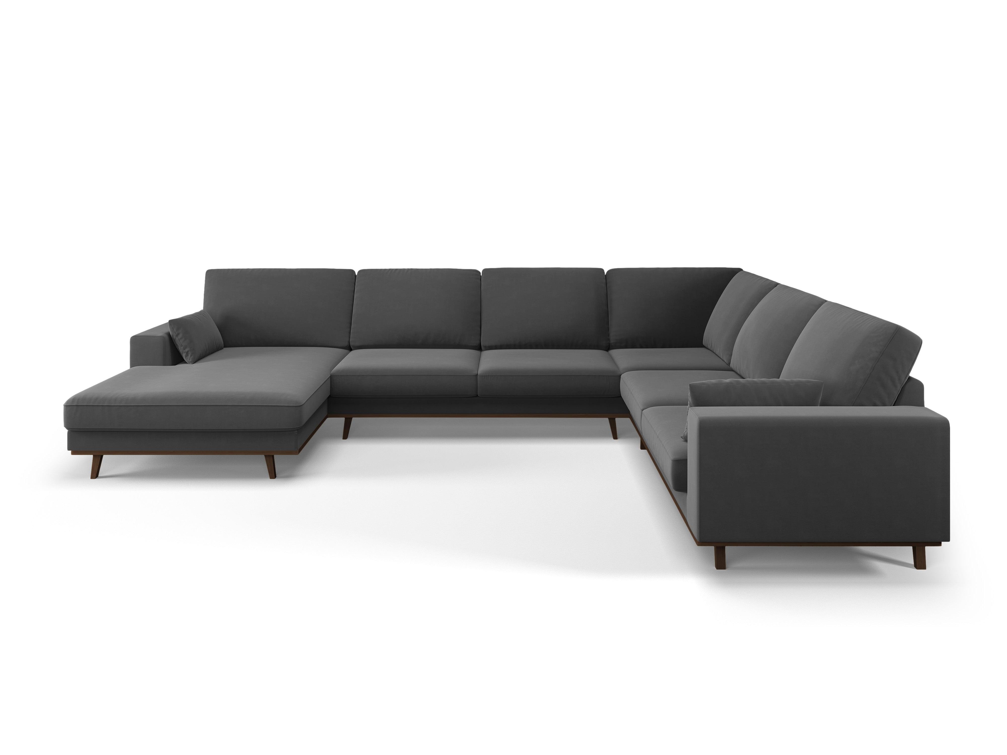 Narożnik prawostronny aksamitny panoramiczny HEBE ciemnoszary Mazzini Sofas Eye on Design