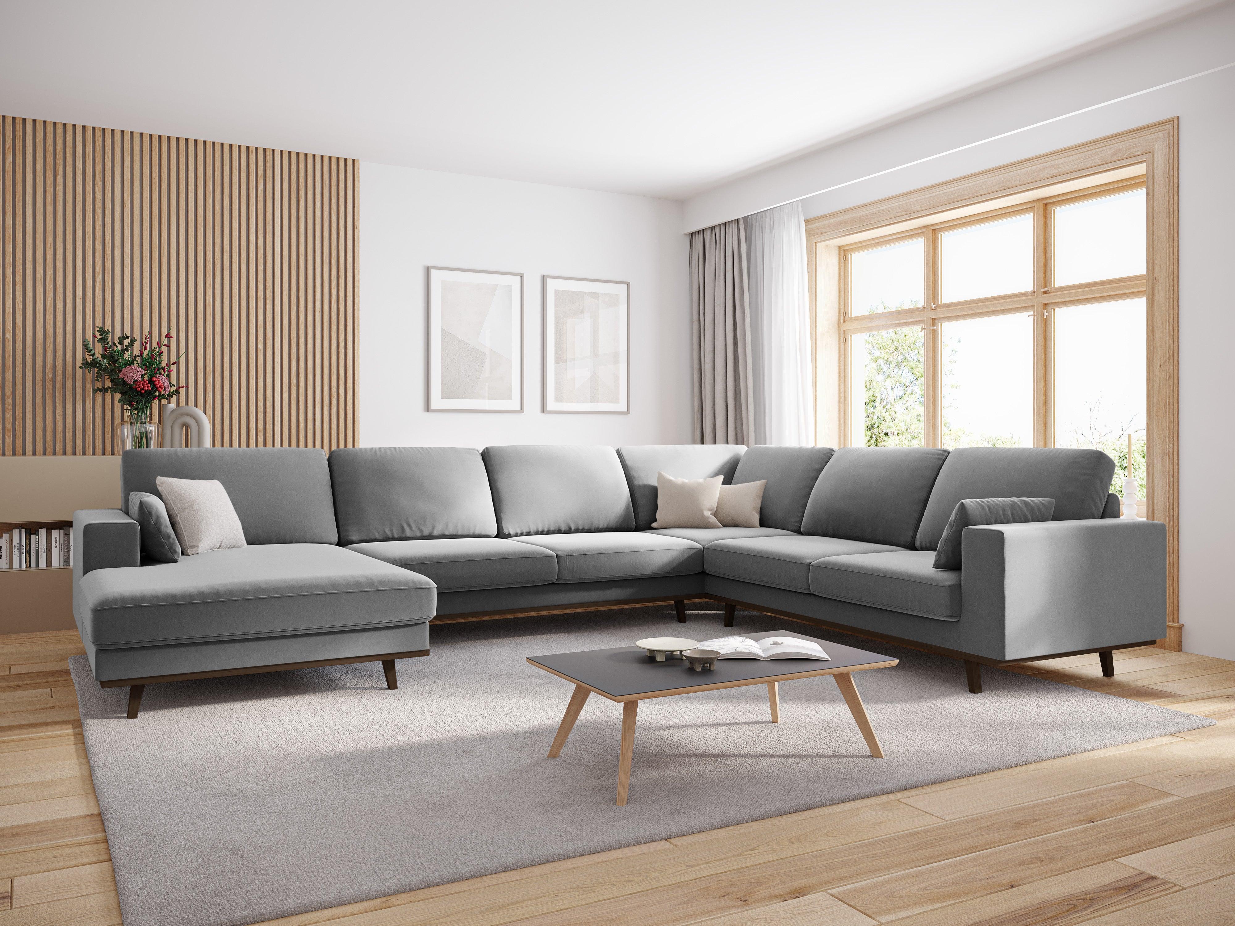 Narożnik prawostronny aksamitny panoramiczny HEBE szary Mazzini Sofas Eye on Design