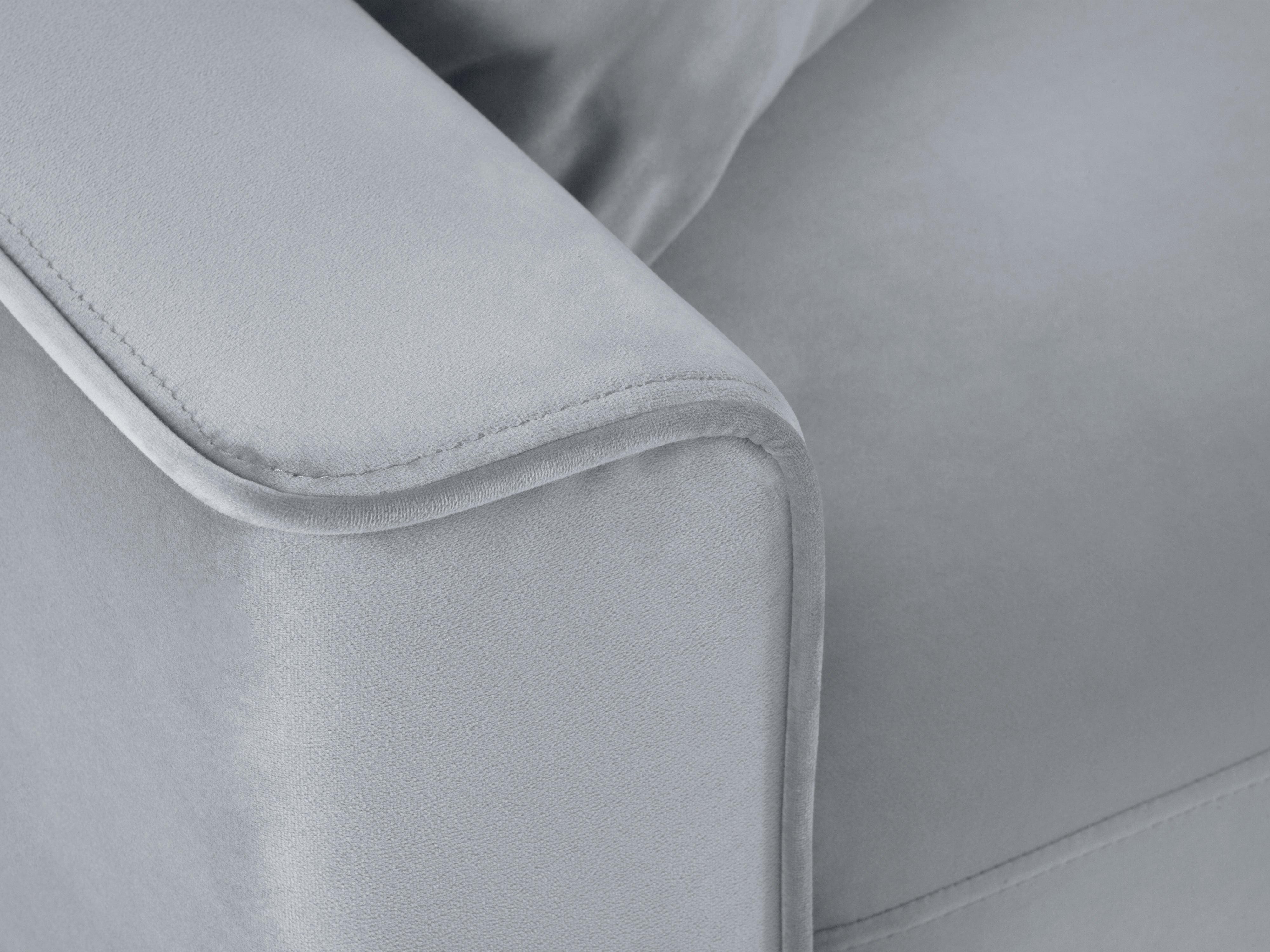 Narożnik prawostronny aksamitny z funkcją spania CARTADERA błękitny ze złotą podstawą Mazzini Sofas Eye on Design