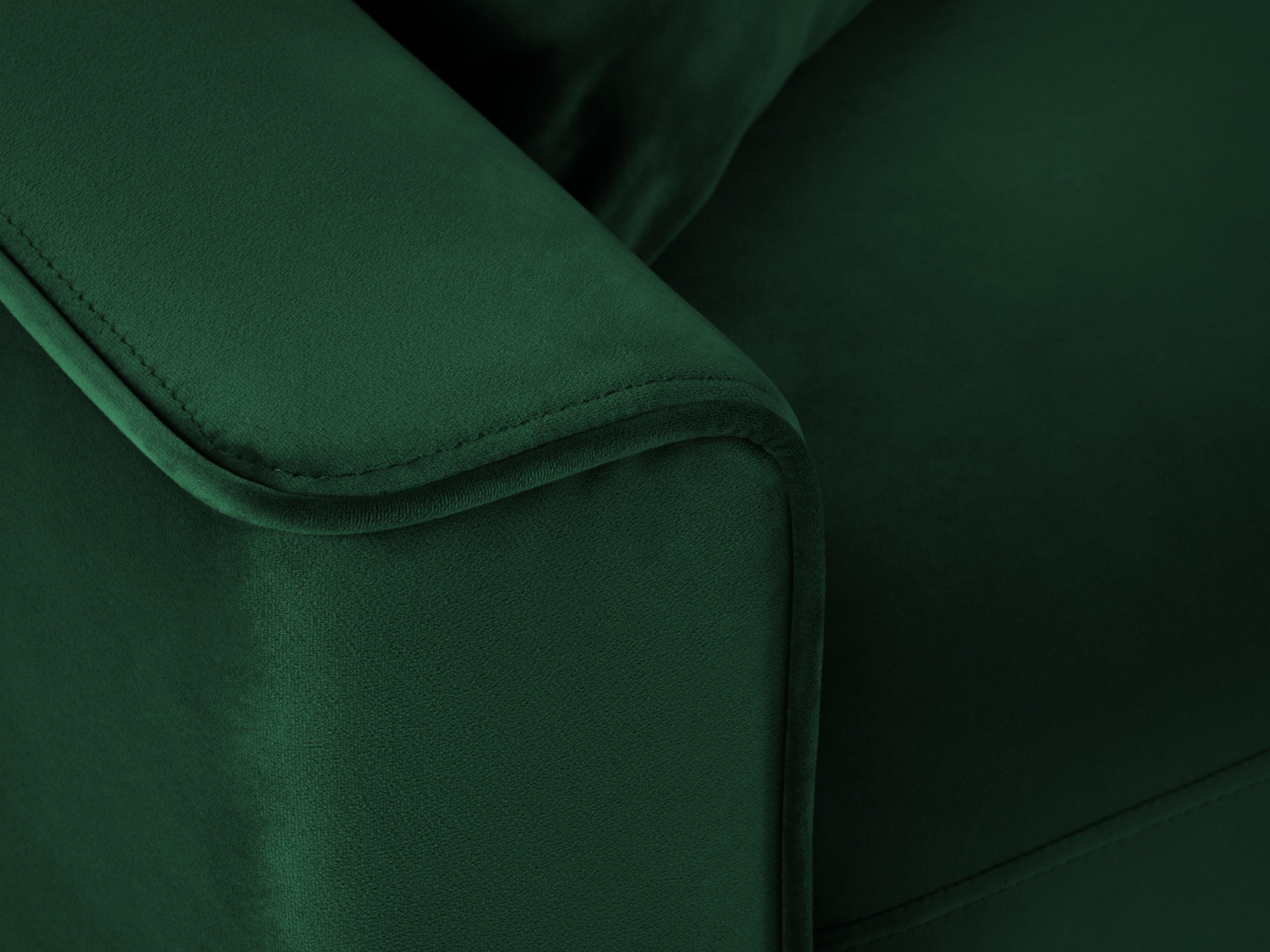 Narożnik prawostronny aksamitny z funkcją spania CARTADERA butelkowa zieleń ze złotą podstawą Mazzini Sofas Eye on Design