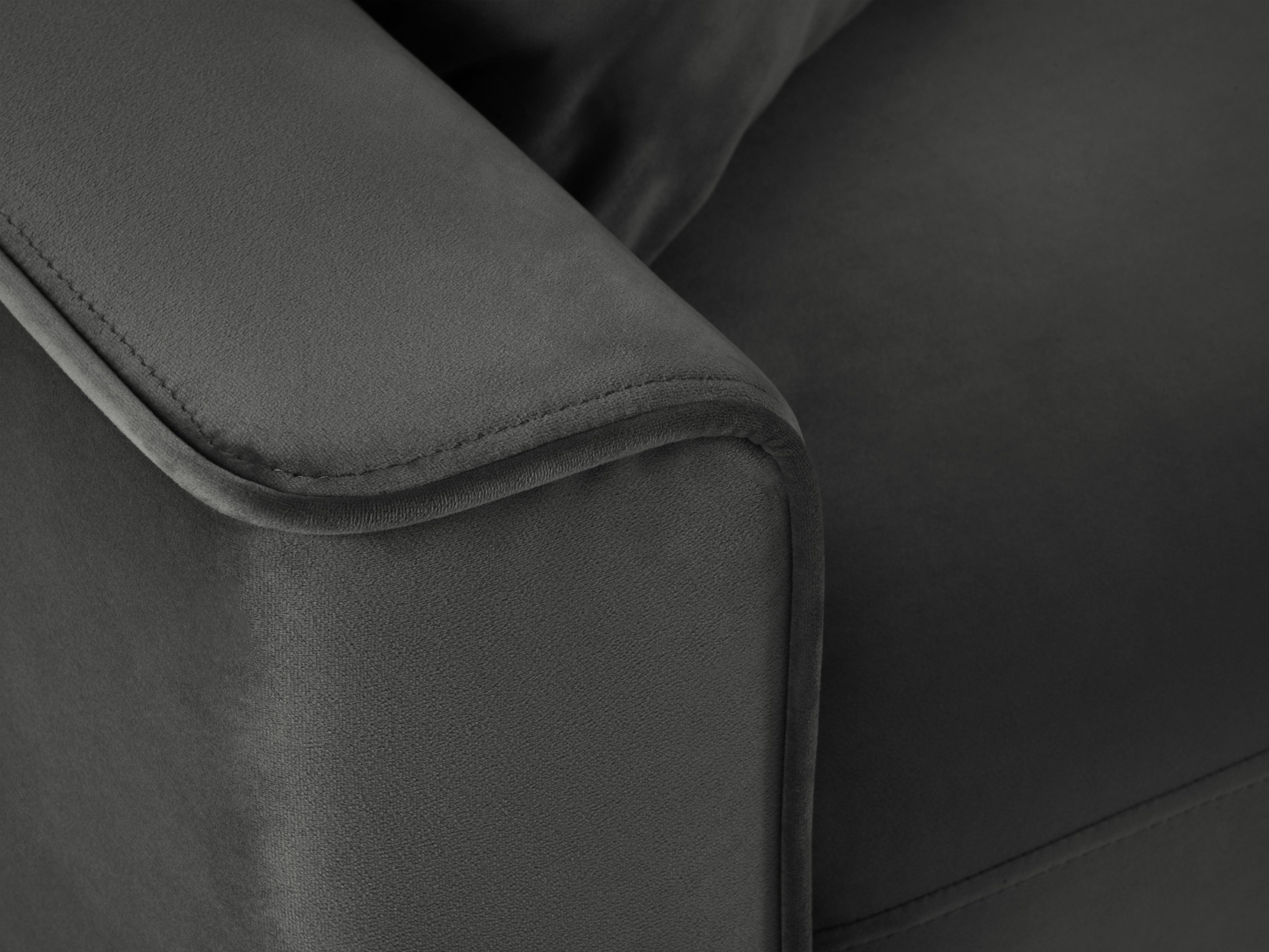 Narożnik prawostronny aksamitny z funkcją spania CARTADERA ciemnoszary ze złotą podstawą Mazzini Sofas Eye on Design