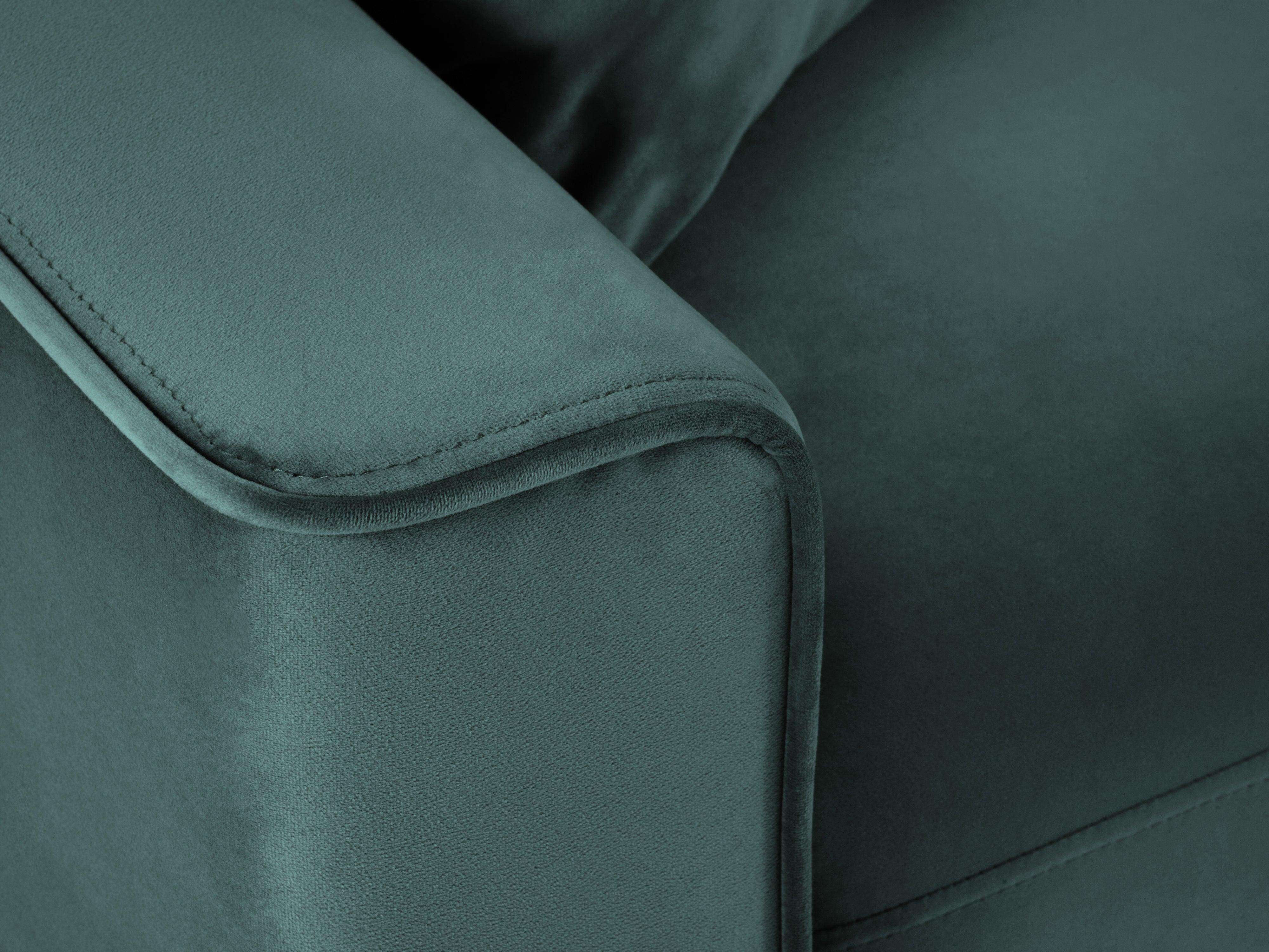 Narożnik prawostronny aksamitny z funkcją spania CARTADERA petrol z czarną podstawą Mazzini Sofas Eye on Design