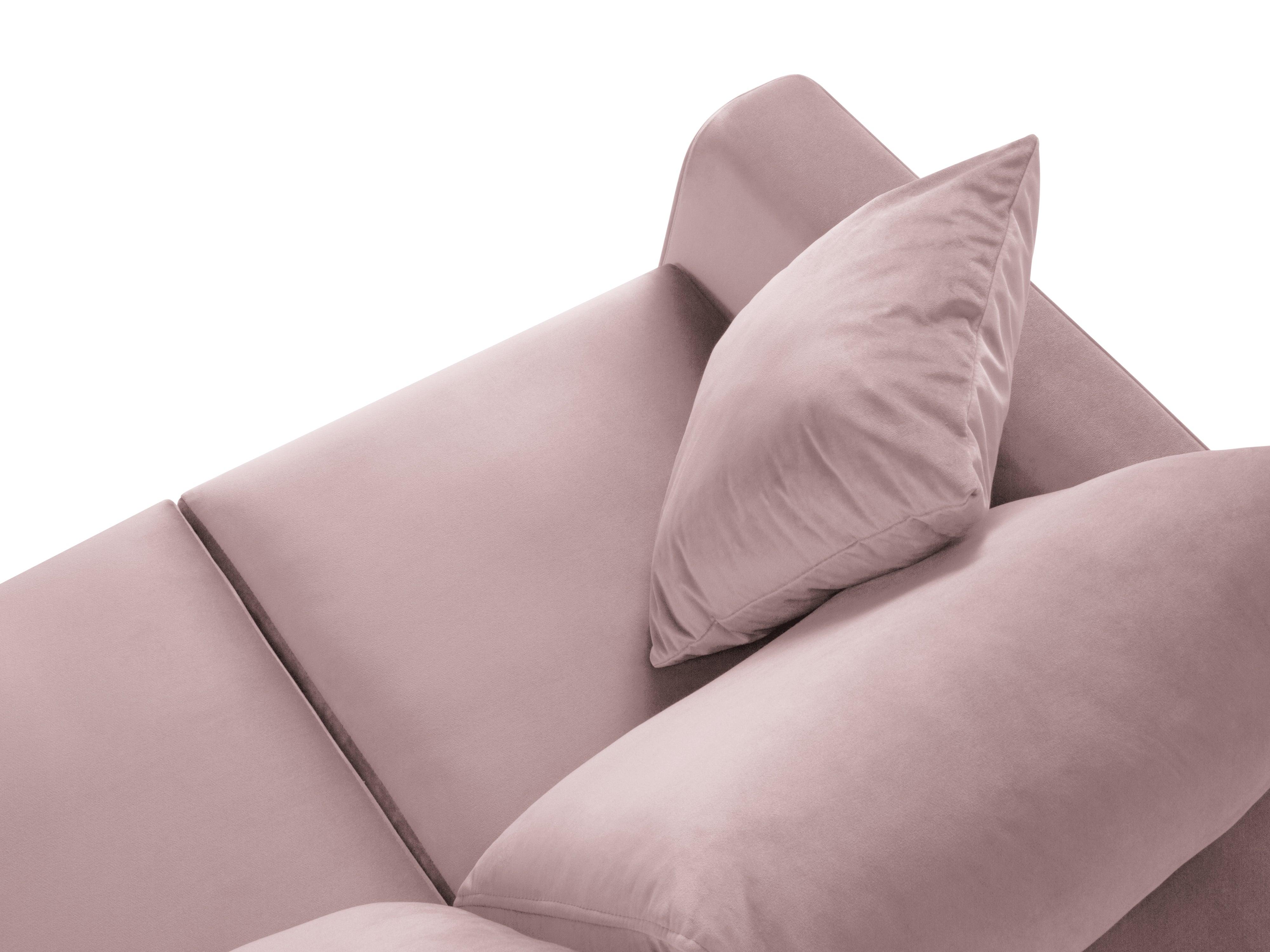 Narożnik prawostronny aksamitny z funkcją spania CARTADERA pudrowy róż ze złotą podstawą Mazzini Sofas Eye on Design