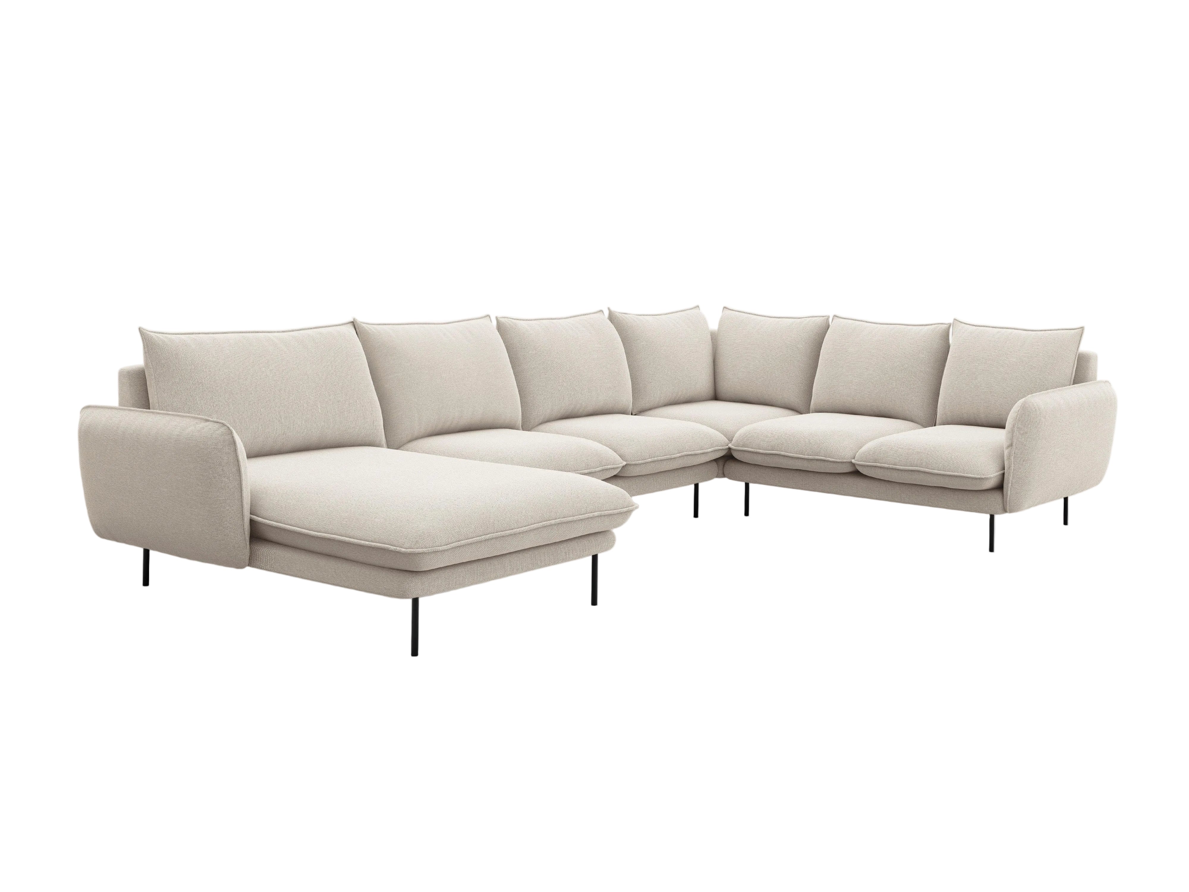 Narożnik prawostronny panoramiczny VIENNA piaskowy z czarną podstawą Cosmopolitan Design Eye on Design