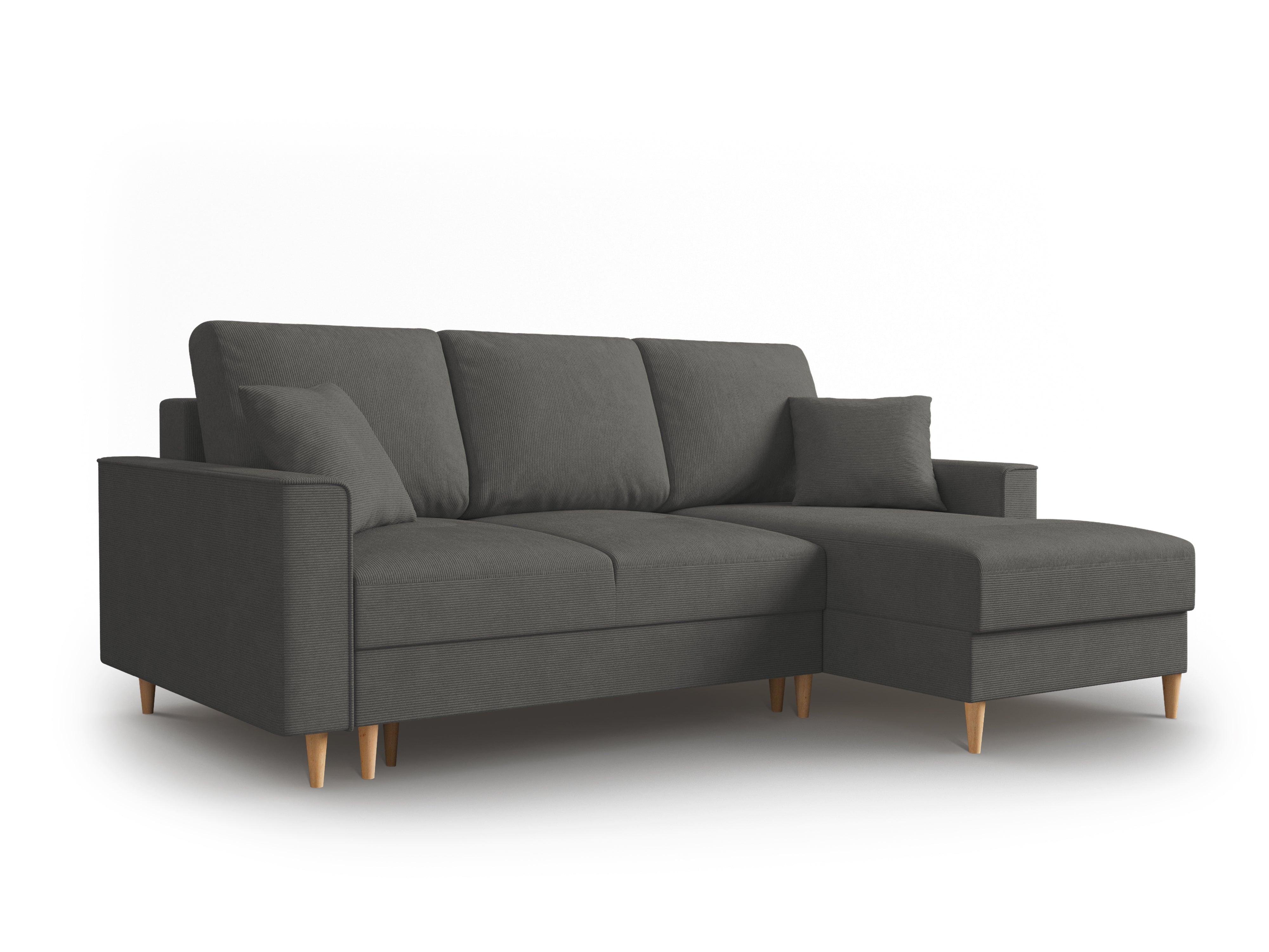 Narożnik prawostronny sztruksowy z funkcją spania CARTADERA ciemnoszary Mazzini Sofas Eye on Design