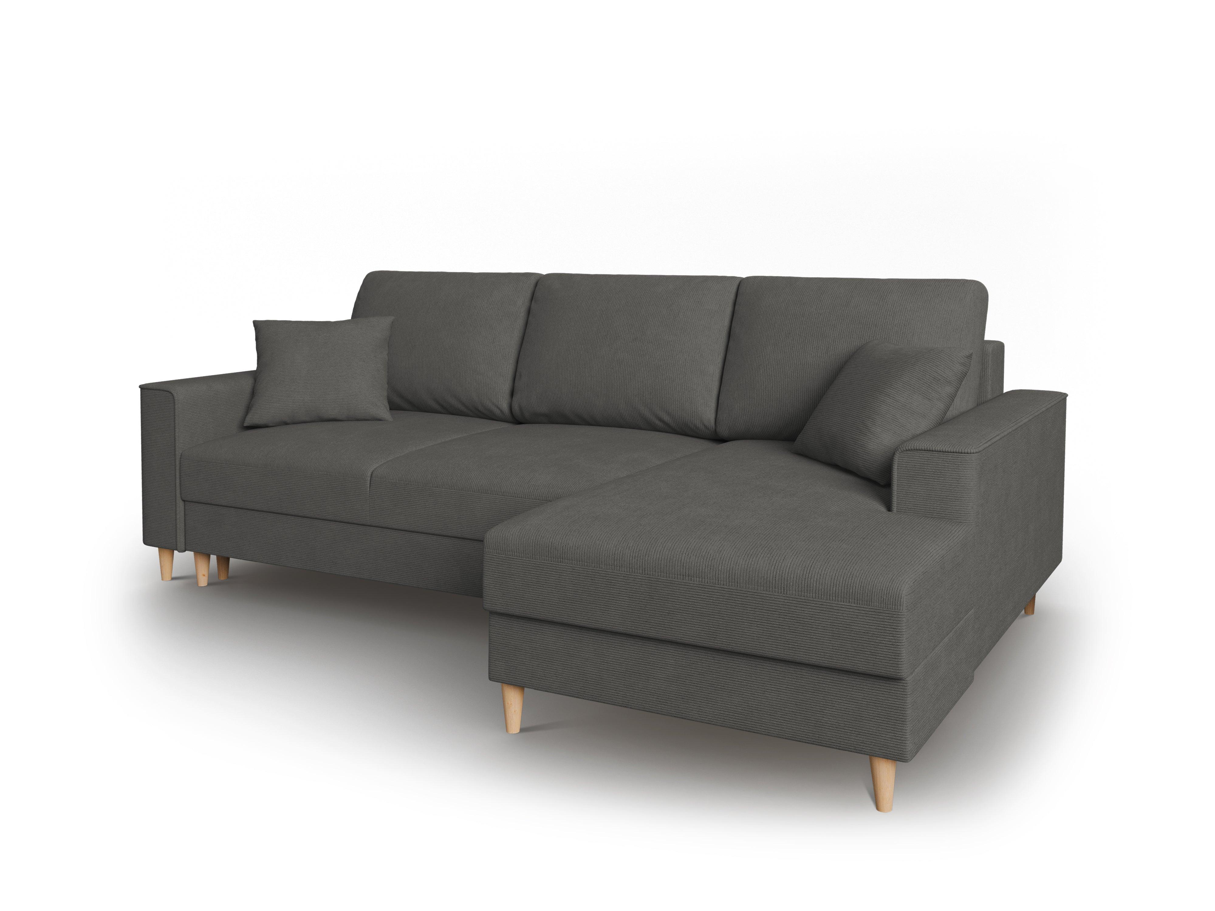 Narożnik prawostronny sztruksowy z funkcją spania CARTADERA ciemnoszary Mazzini Sofas Eye on Design