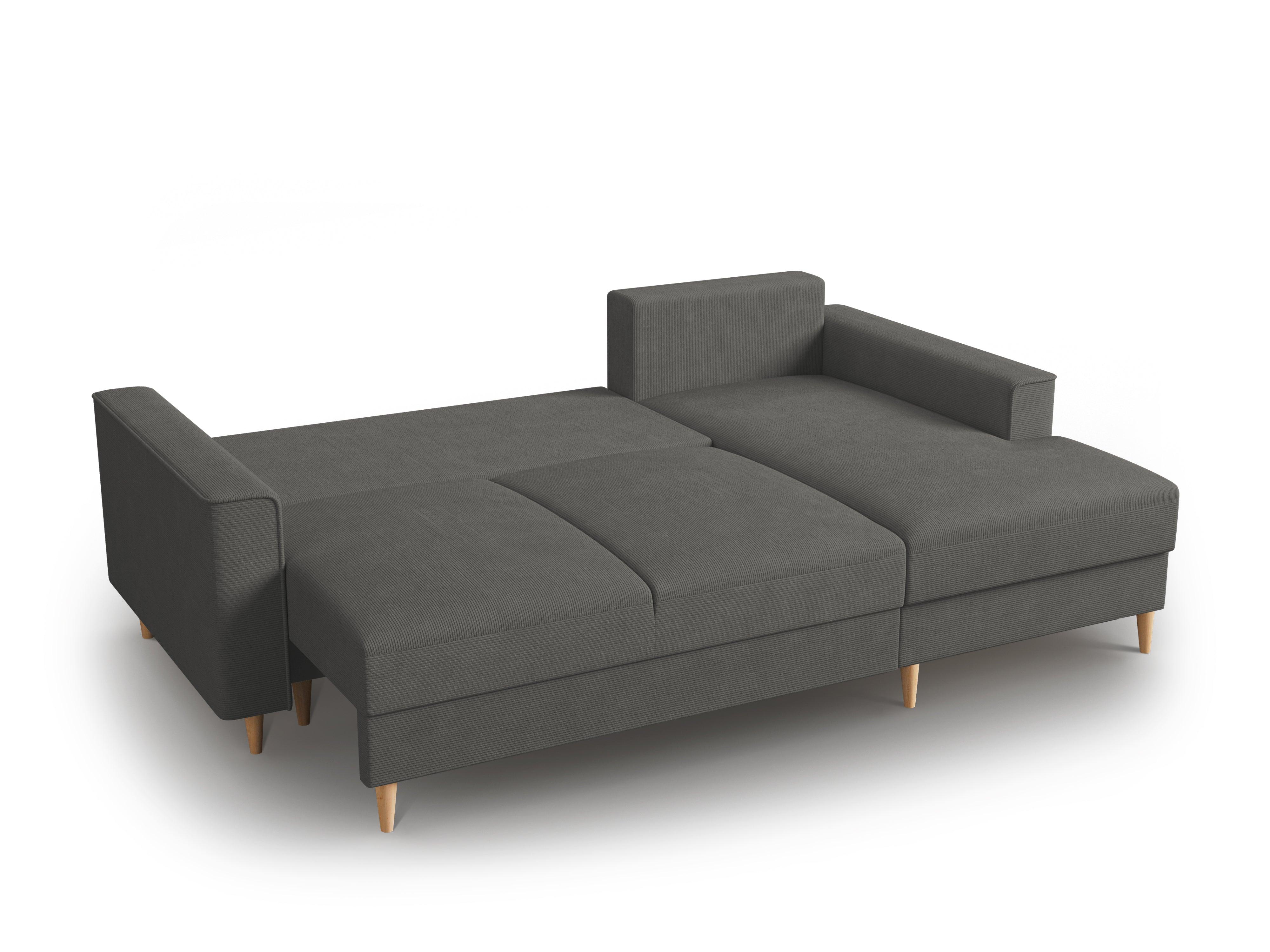 Narożnik prawostronny sztruksowy z funkcją spania CARTADERA ciemnoszary Mazzini Sofas Eye on Design