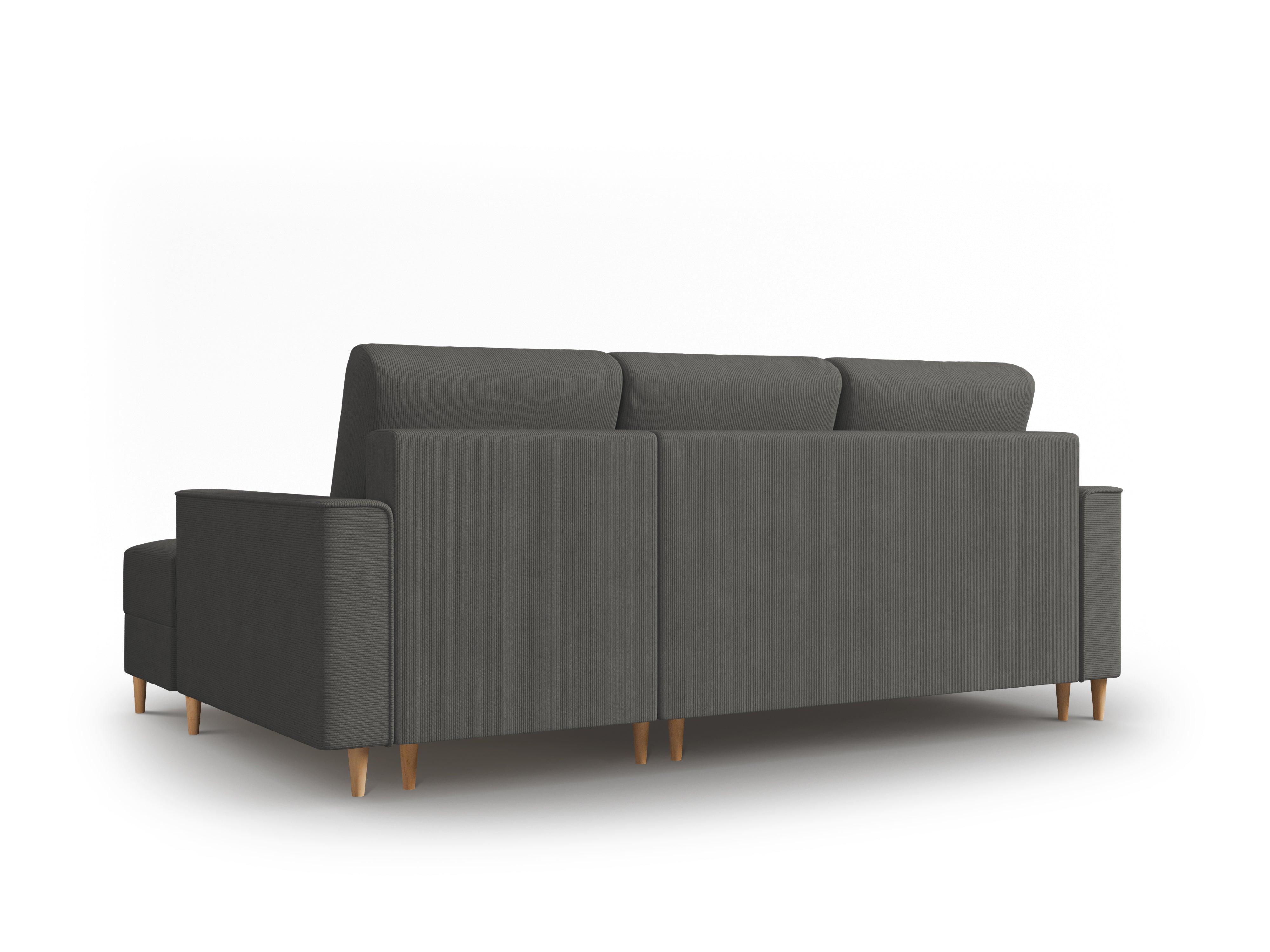 Narożnik prawostronny sztruksowy z funkcją spania CARTADERA ciemnoszary Mazzini Sofas Eye on Design