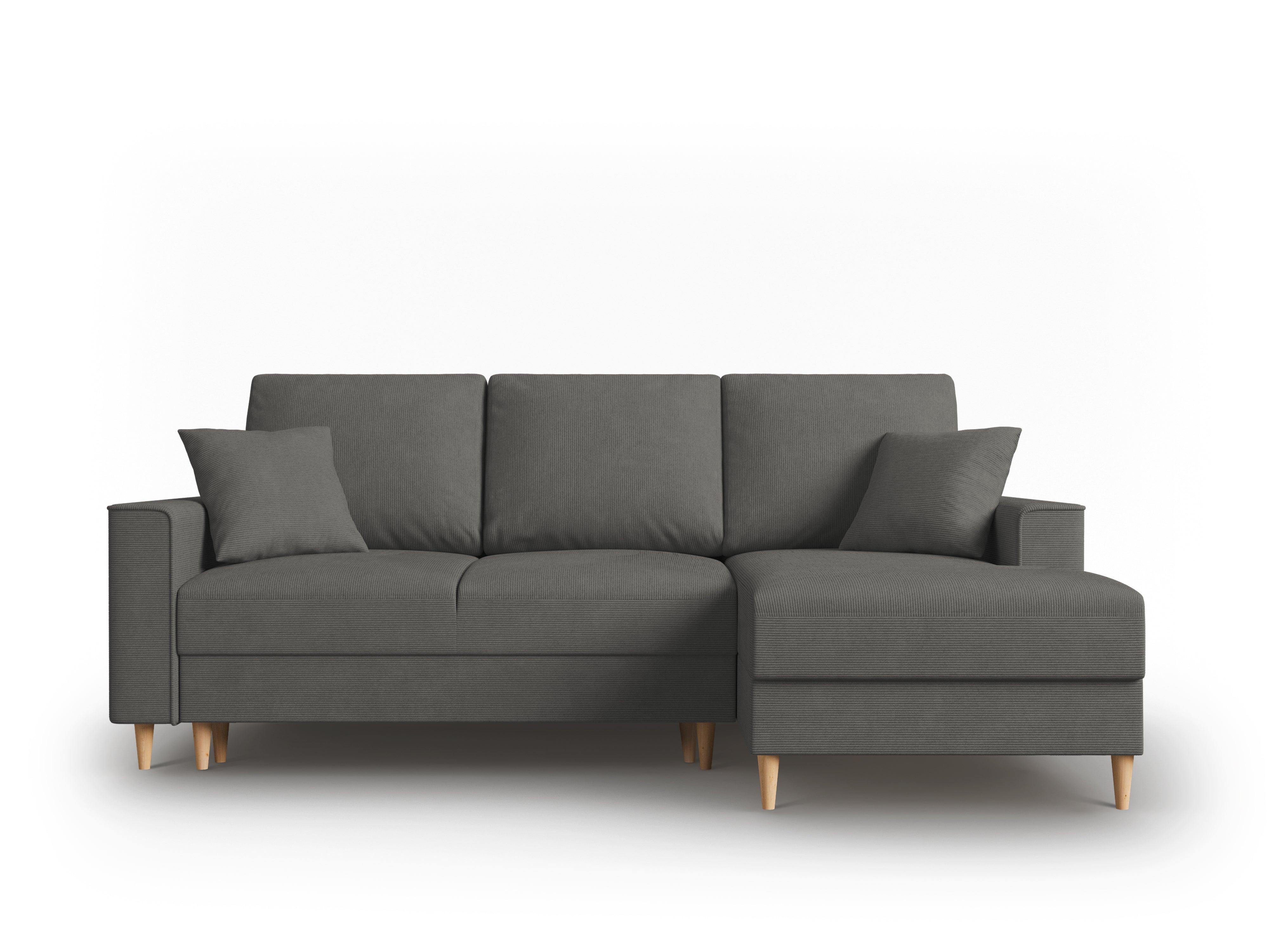Narożnik prawostronny sztruksowy z funkcją spania CARTADERA ciemnoszary Mazzini Sofas Eye on Design