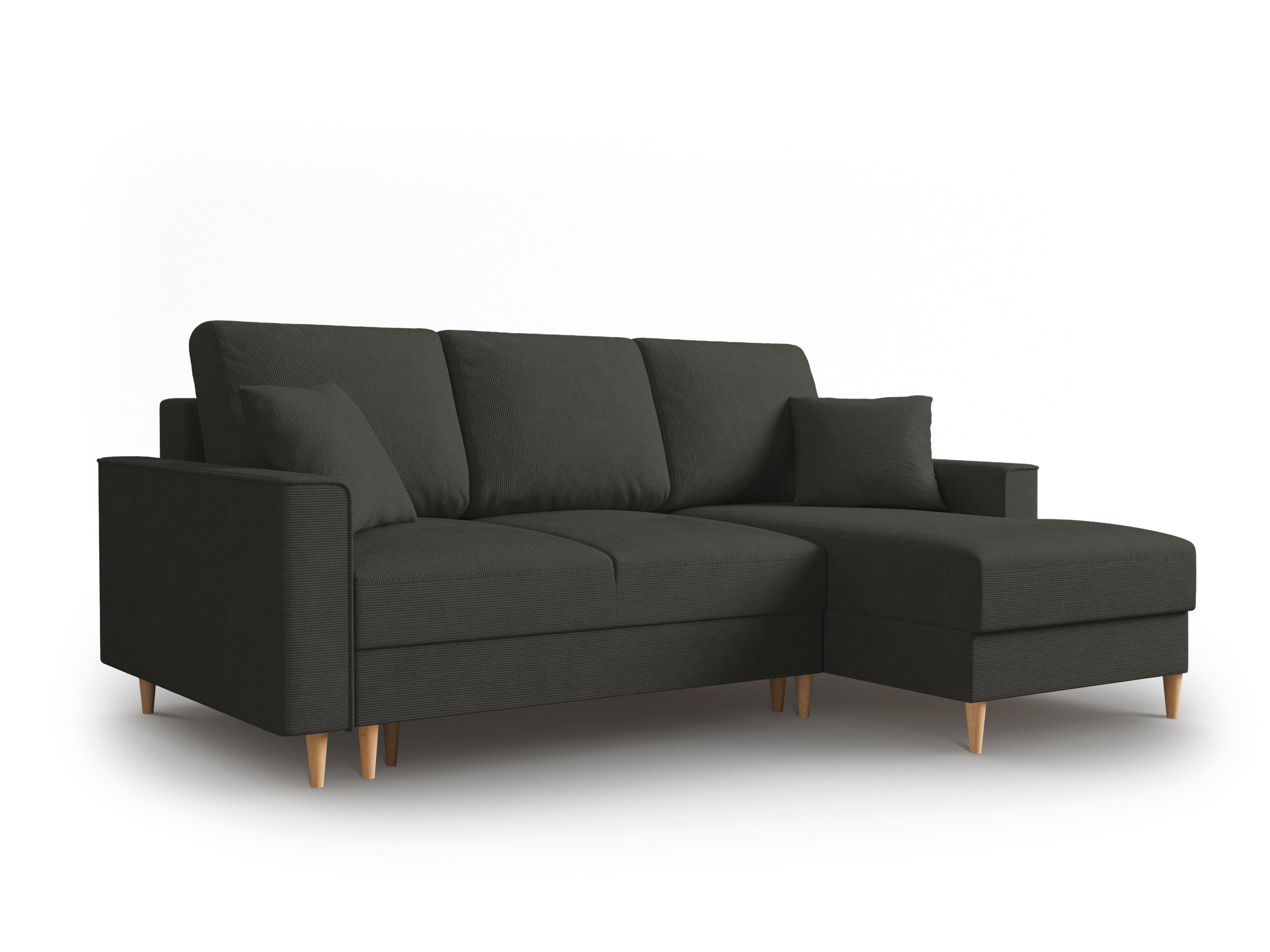 Narożnik prawostronny sztruksowy z funkcją spania CARTADERA czarny Mazzini Sofas Eye on Design