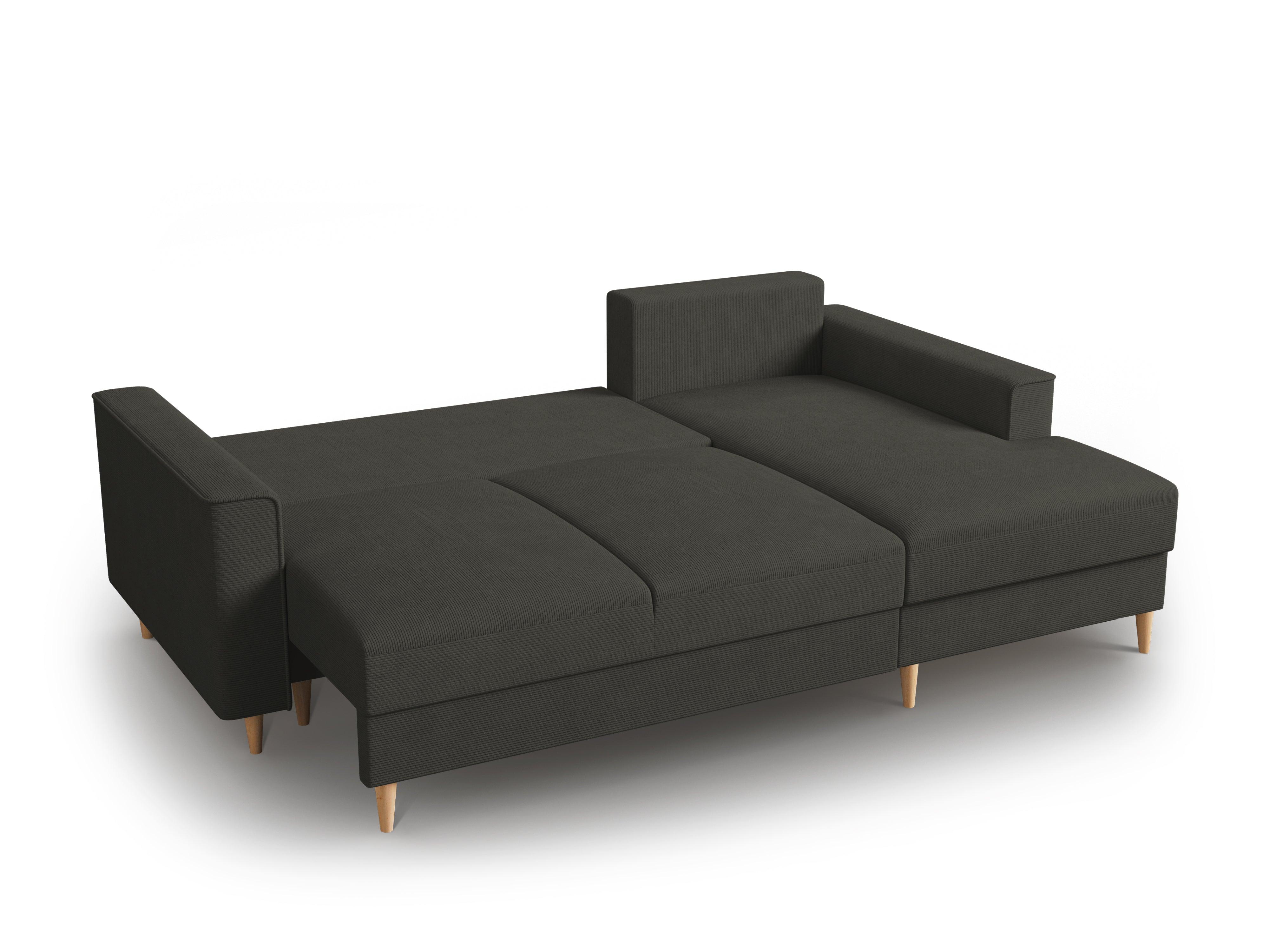 Narożnik prawostronny sztruksowy z funkcją spania CARTADERA czarny Mazzini Sofas Eye on Design