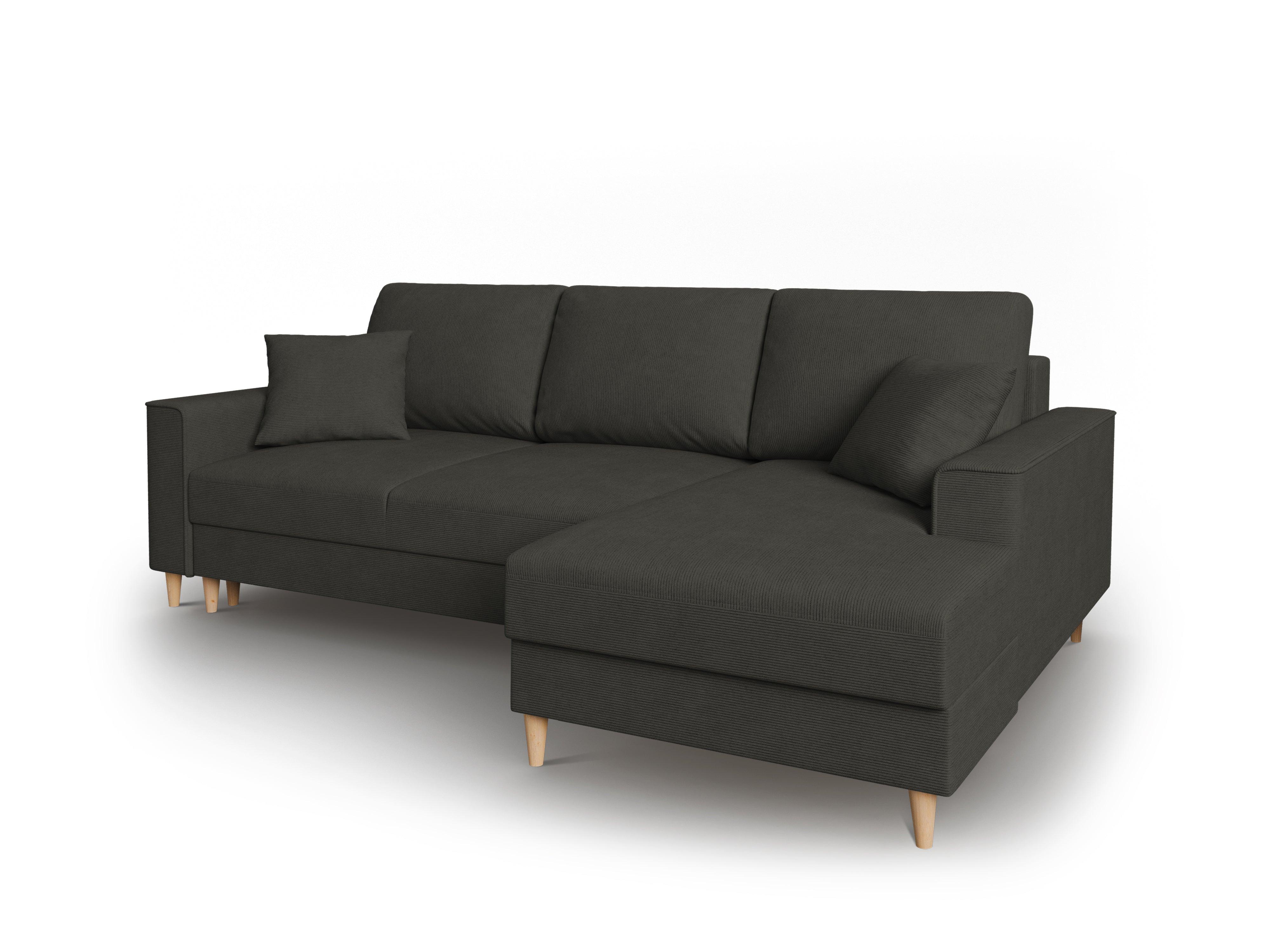 Narożnik prawostronny sztruksowy z funkcją spania CARTADERA czarny Mazzini Sofas Eye on Design