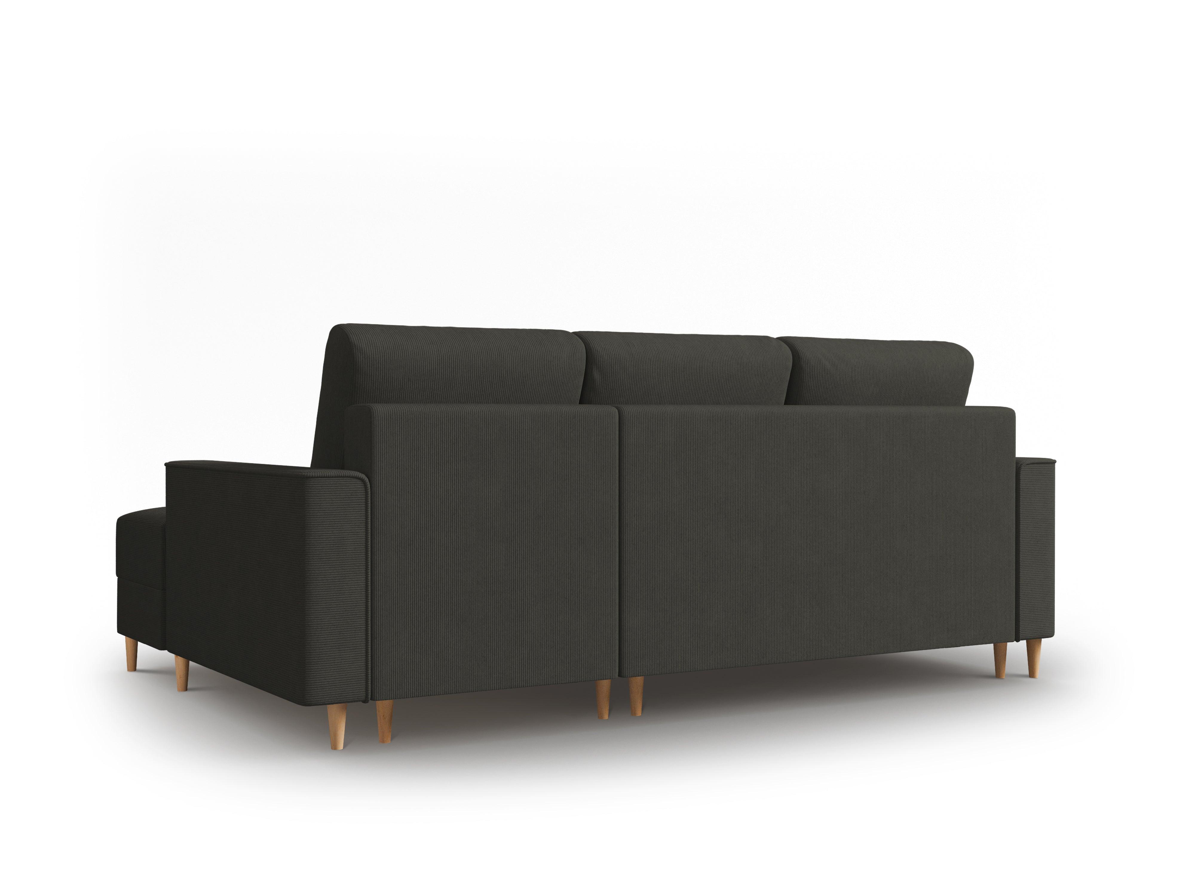 Narożnik prawostronny sztruksowy z funkcją spania CARTADERA czarny Mazzini Sofas Eye on Design