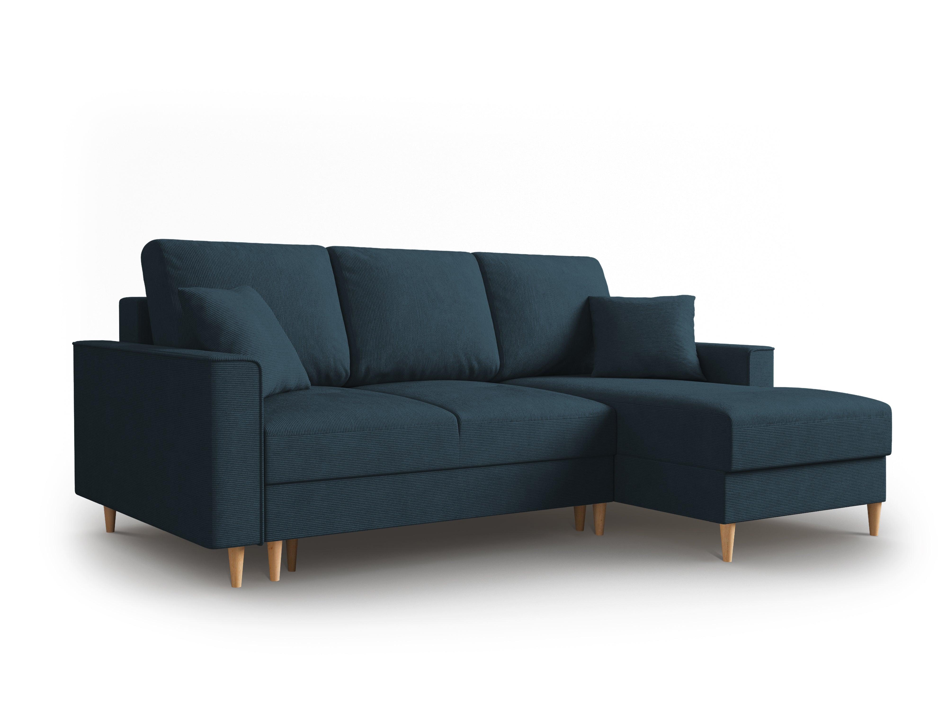 Narożnik prawostronny sztruksowy z funkcją spania CARTADERA granatowy Mazzini Sofas Eye on Design
