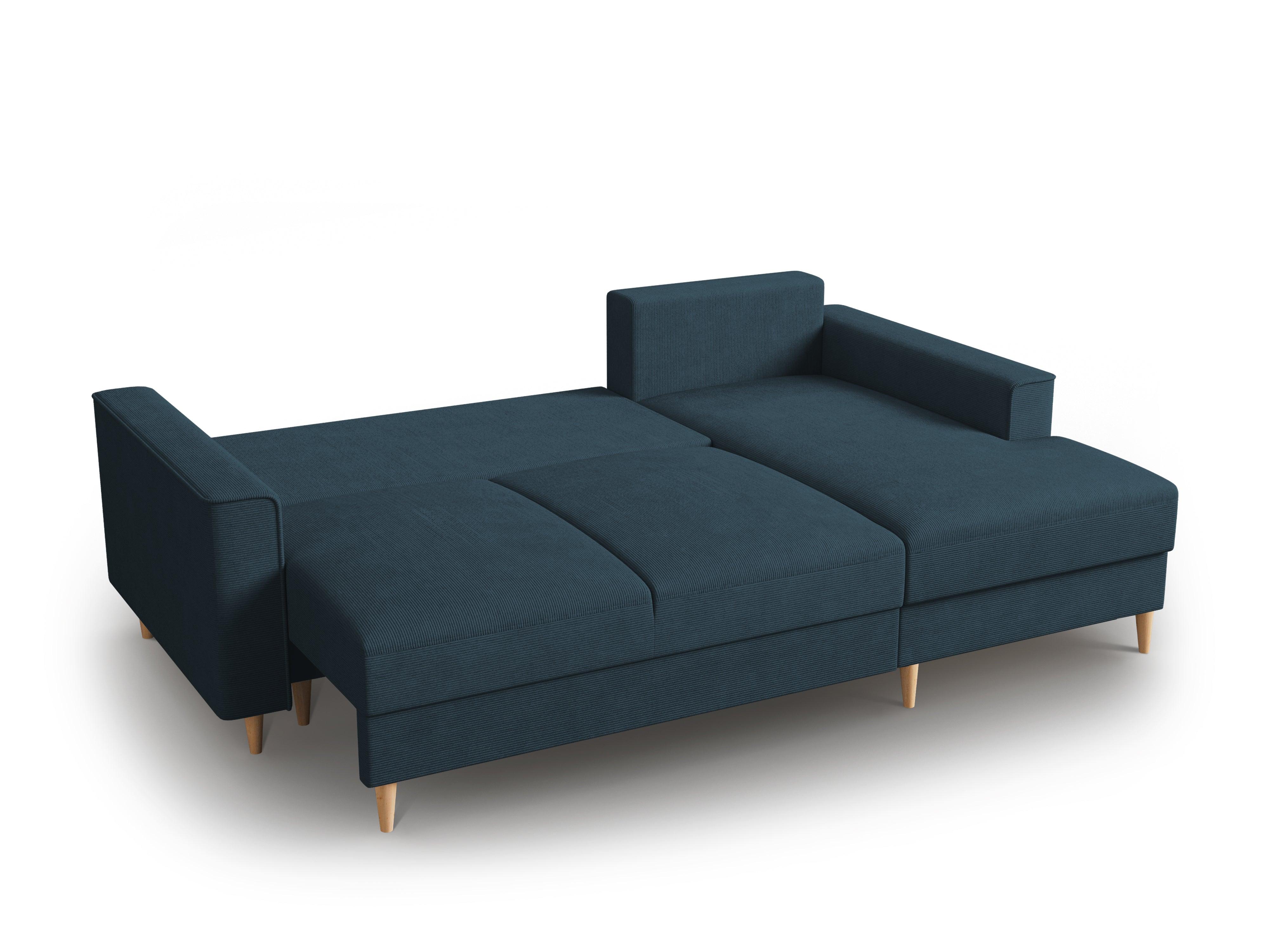 Narożnik prawostronny sztruksowy z funkcją spania CARTADERA granatowy Mazzini Sofas Eye on Design