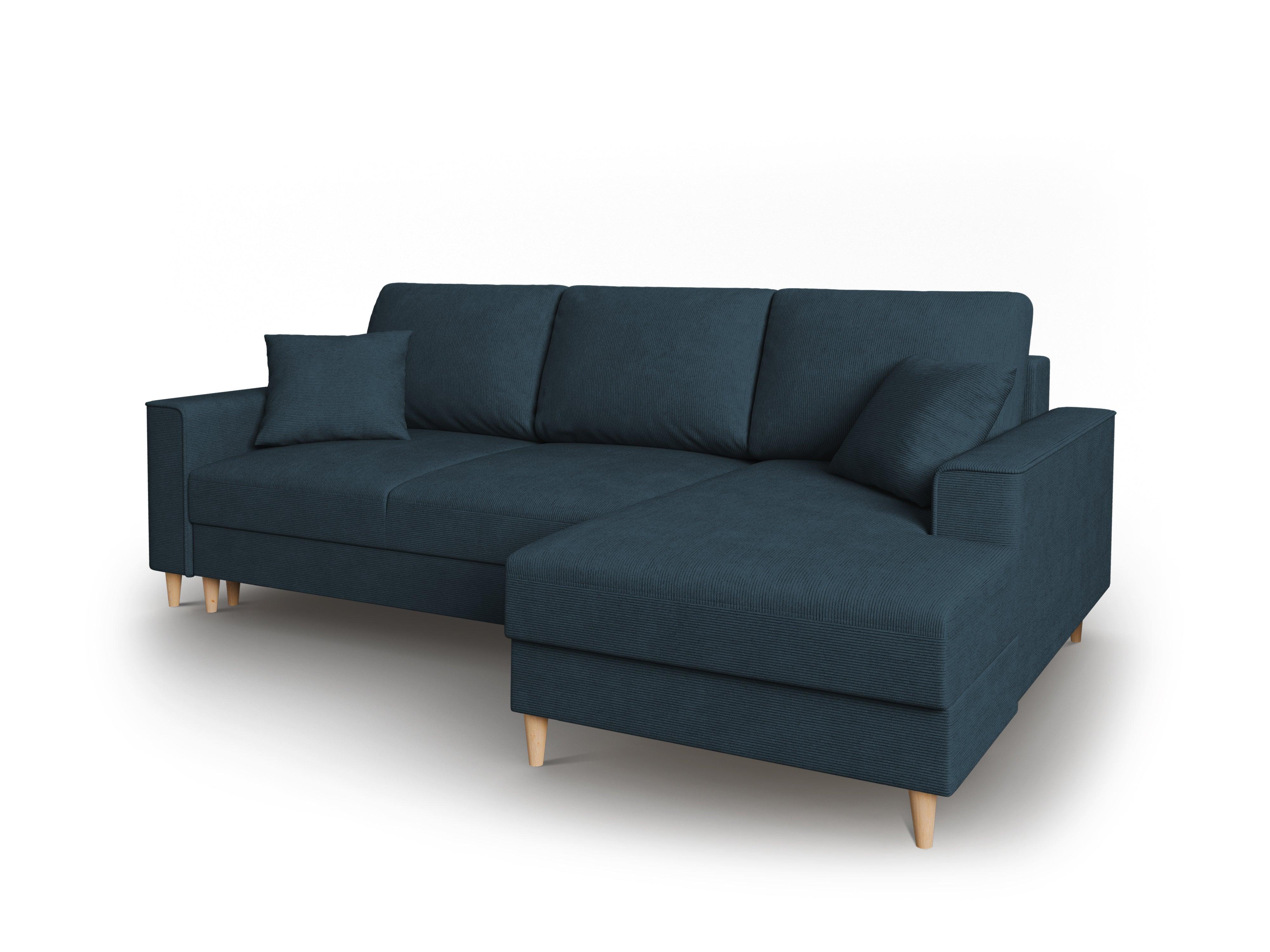 Narożnik prawostronny sztruksowy z funkcją spania CARTADERA granatowy Mazzini Sofas Eye on Design