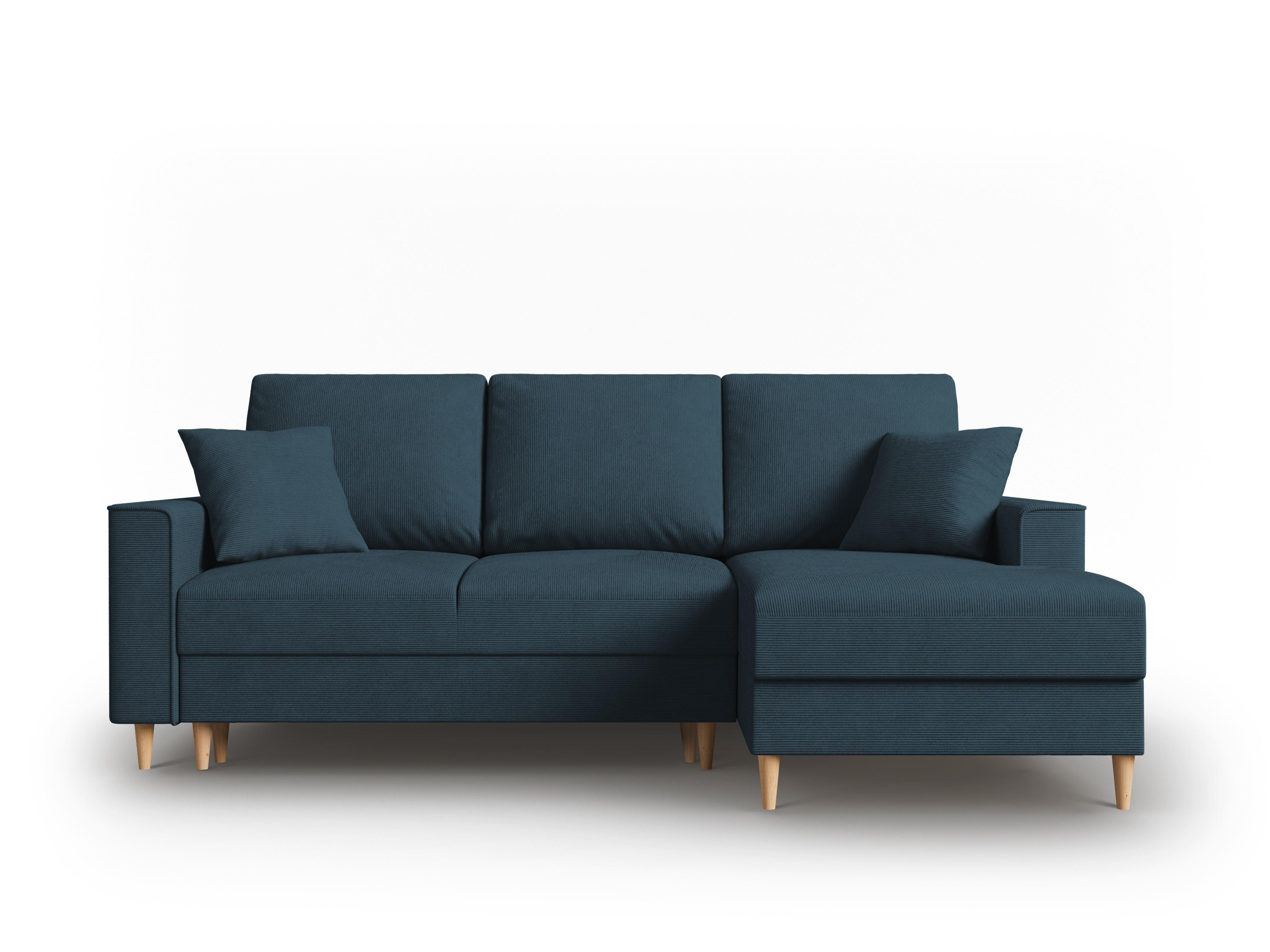 Narożnik prawostronny sztruksowy z funkcją spania CARTADERA granatowy Mazzini Sofas Eye on Design