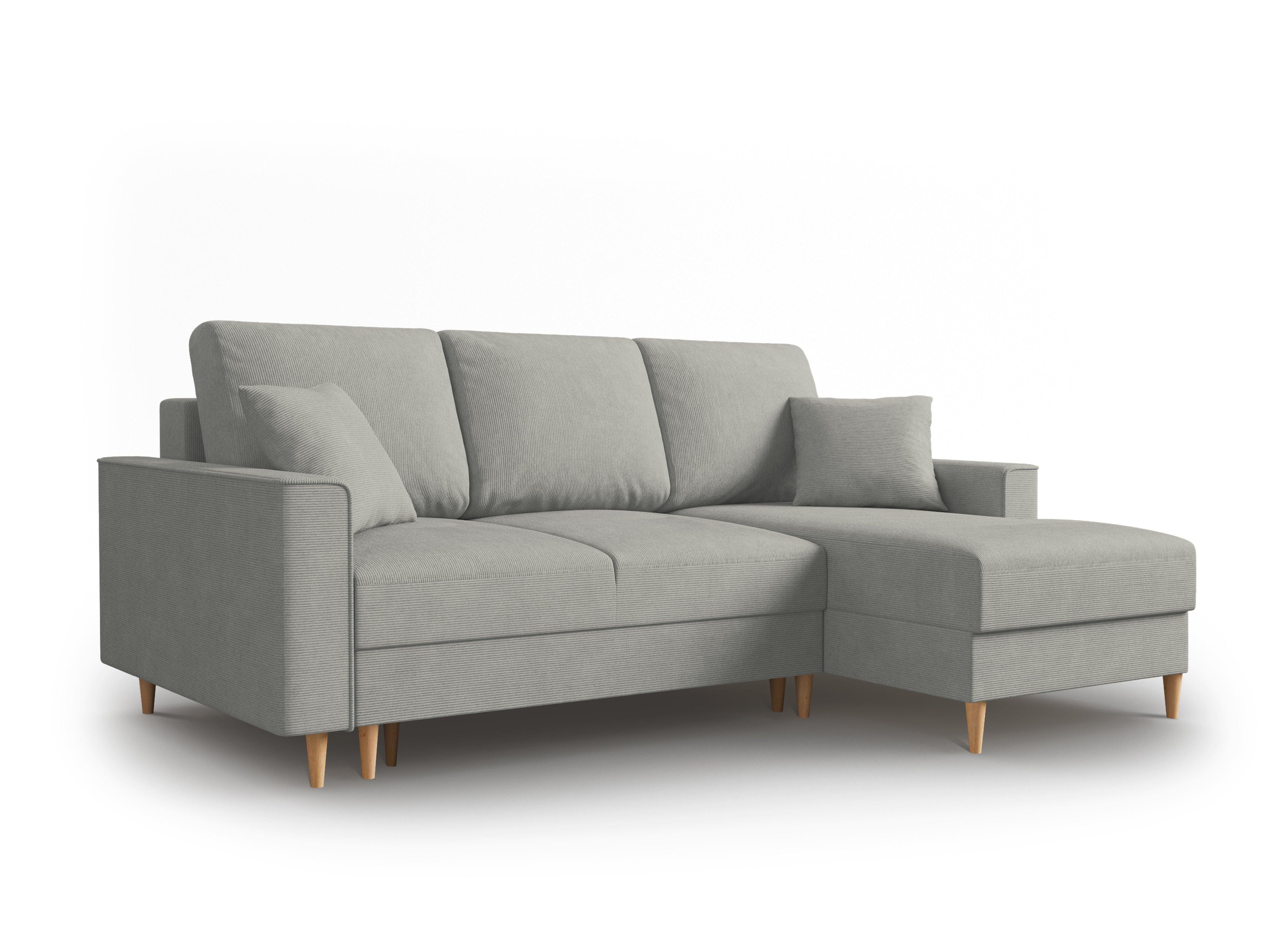 Narożnik prawostronny sztruksowy z funkcją spania CARTADERA jasnoszary Mazzini Sofas Eye on Design