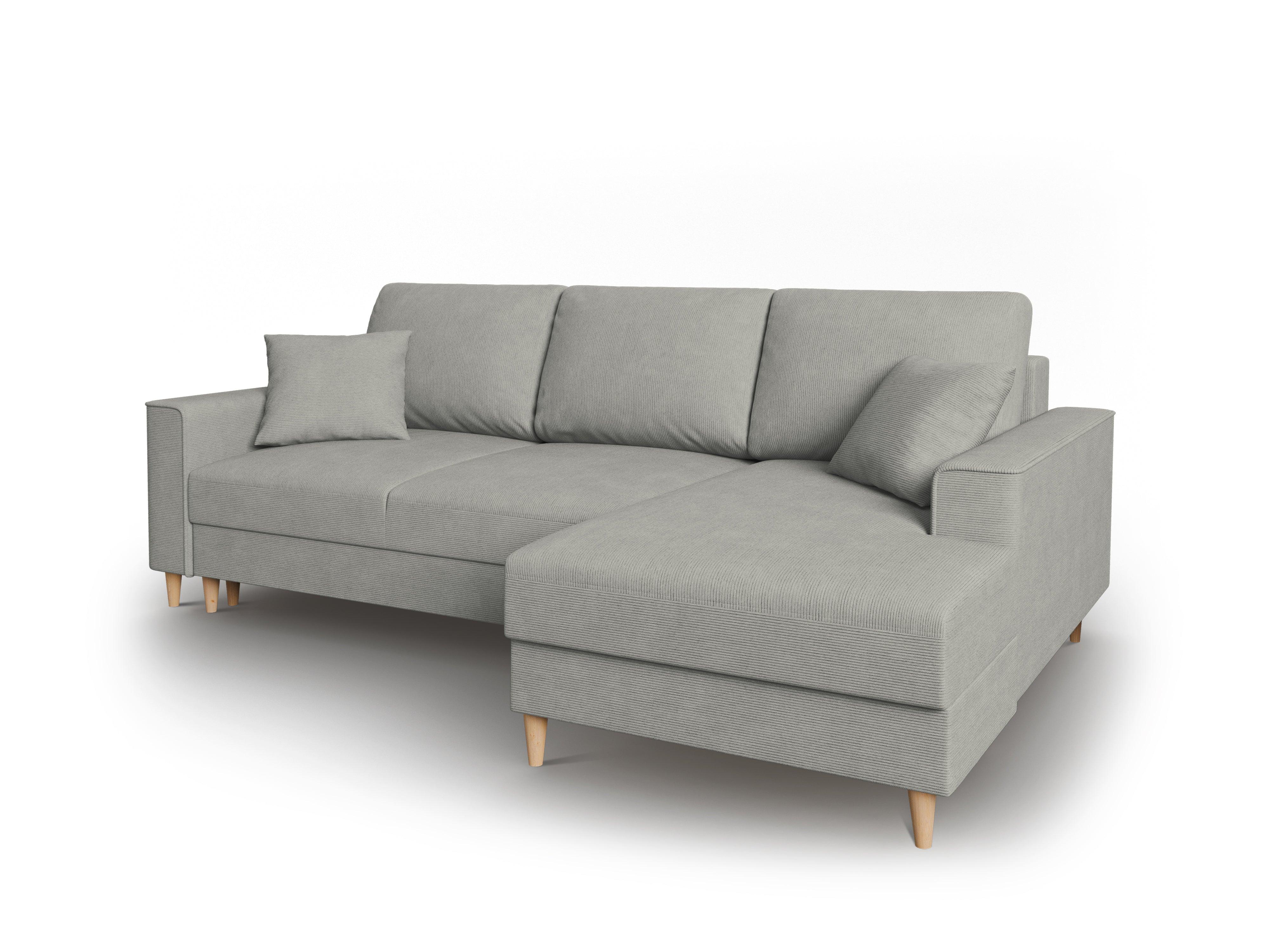 Narożnik prawostronny sztruksowy z funkcją spania CARTADERA jasnoszary Mazzini Sofas Eye on Design