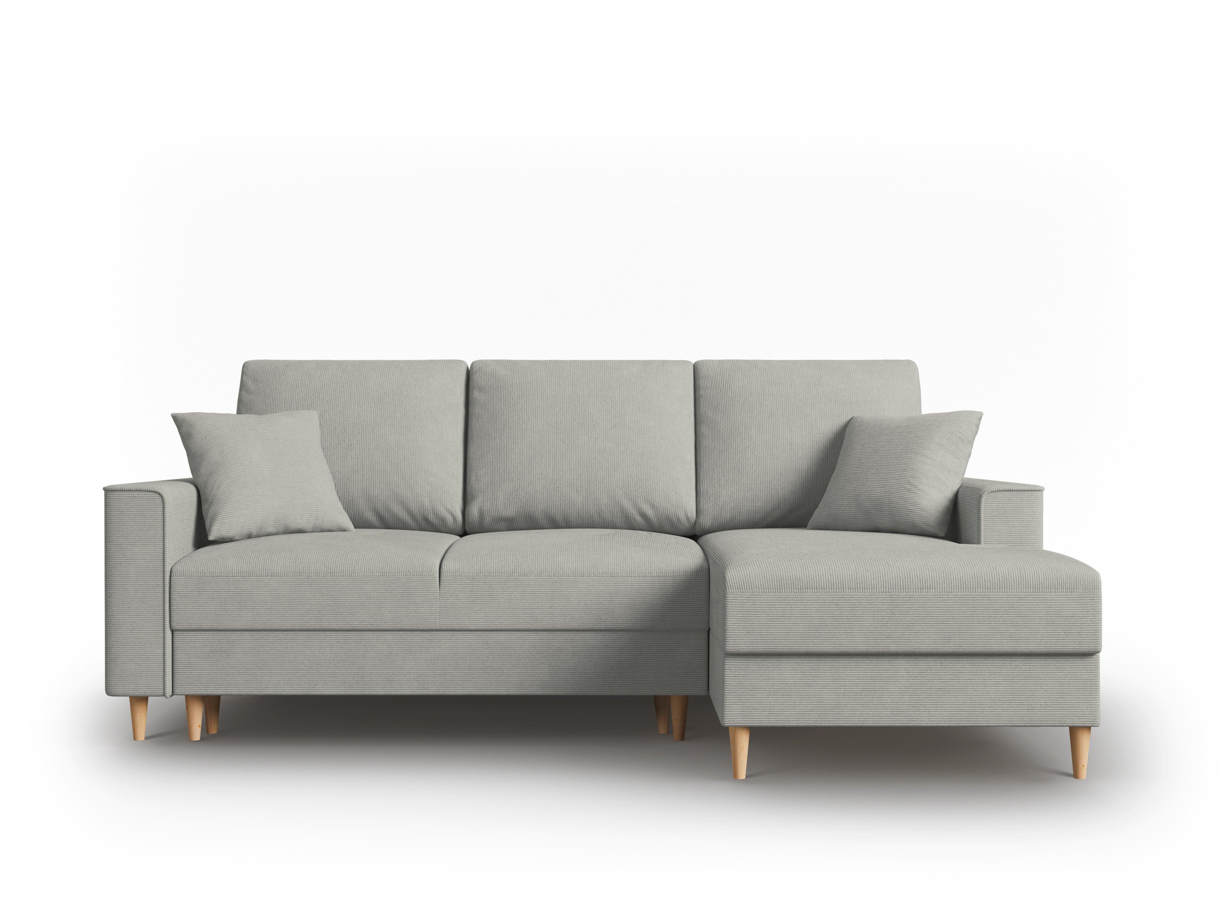 Narożnik prawostronny sztruksowy z funkcją spania CARTADERA jasnoszary Mazzini Sofas Eye on Design