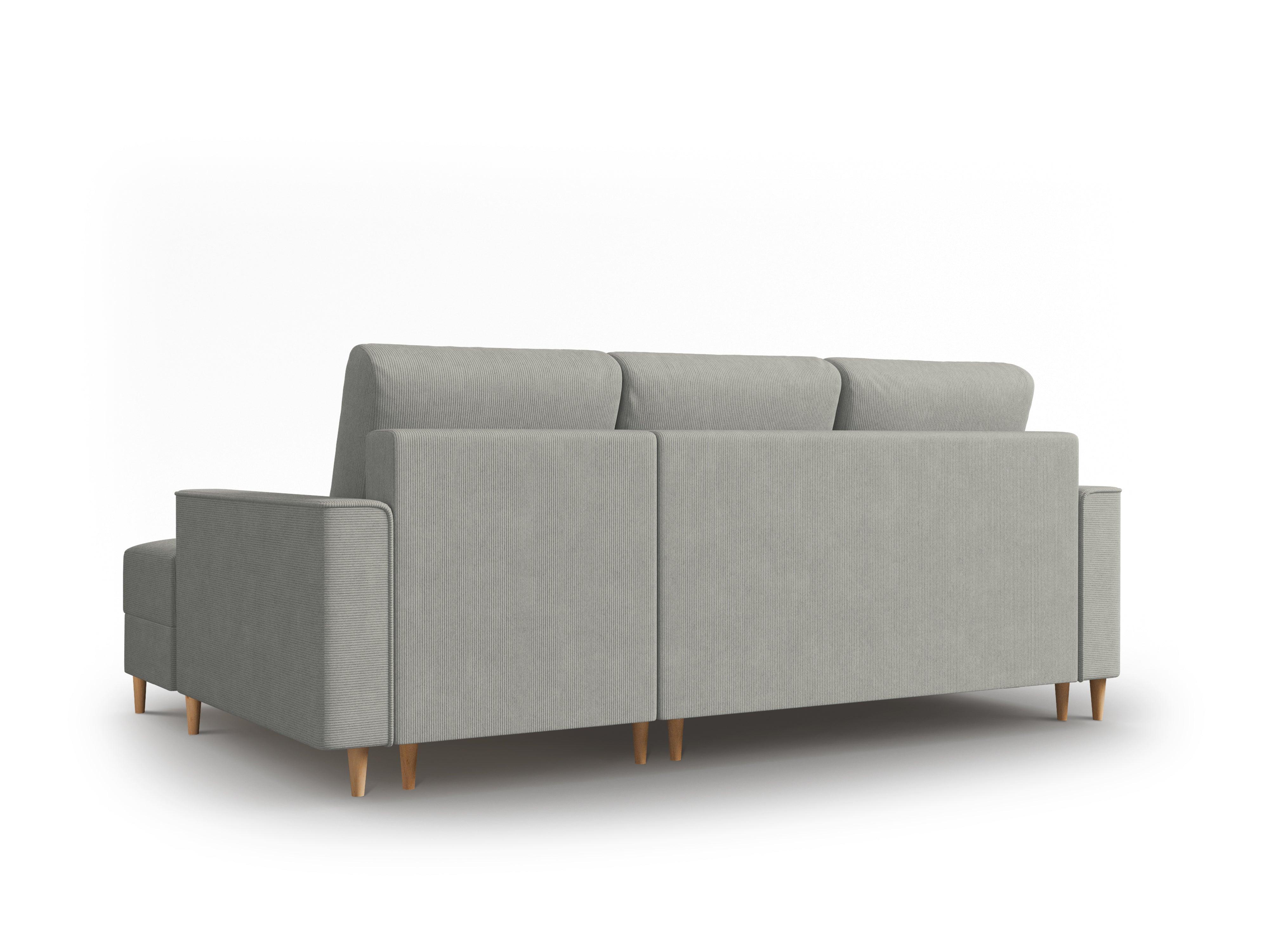 Narożnik prawostronny sztruksowy z funkcją spania CARTADERA jasnoszary Mazzini Sofas Eye on Design