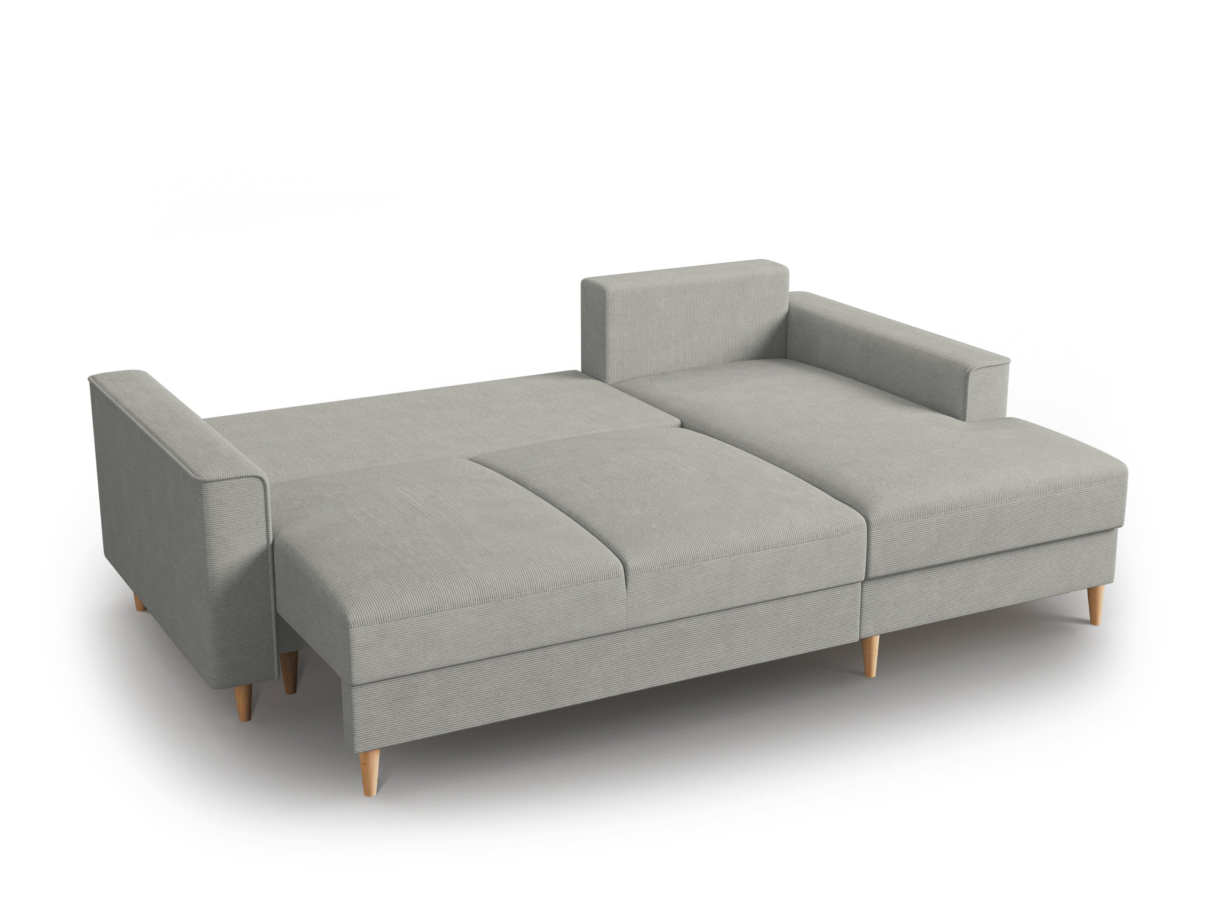 Narożnik prawostronny sztruksowy z funkcją spania CARTADERA jasnoszary Mazzini Sofas Eye on Design