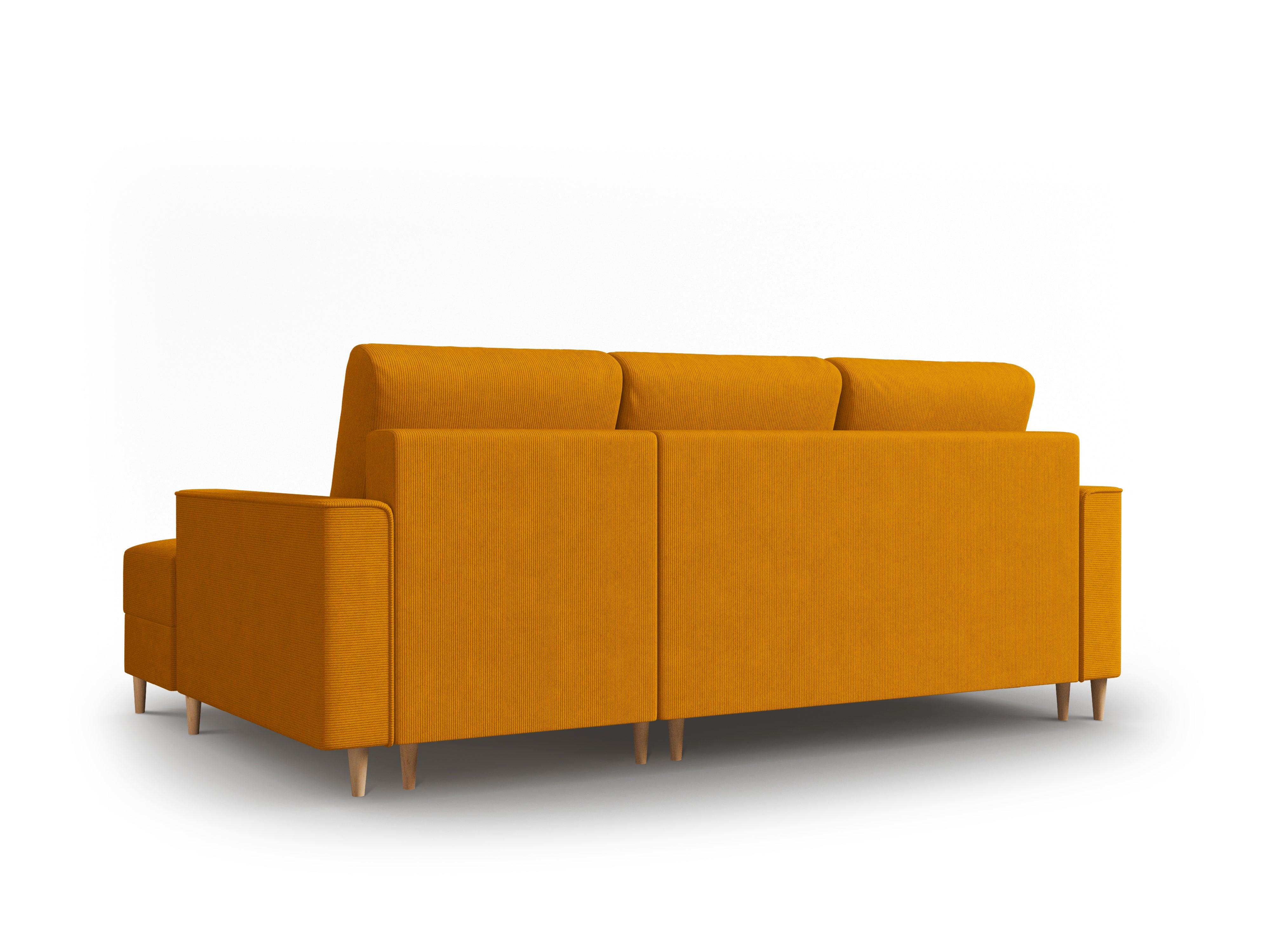 Narożnik prawostronny sztruksowy z funkcją spania CARTADERA musztardowy Mazzini Sofas Eye on Design