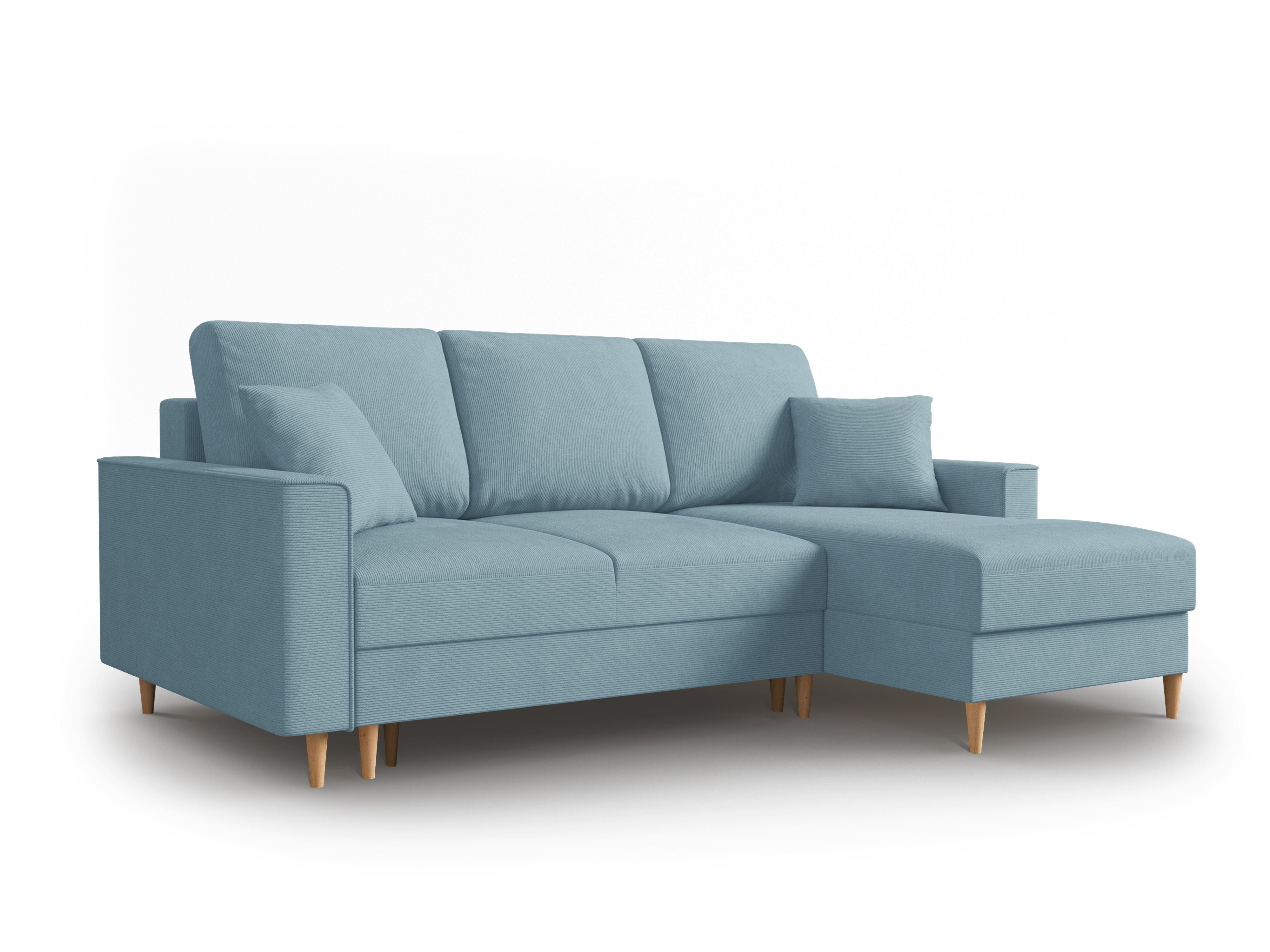 Narożnik prawostronny sztruksowy z funkcją spania CARTADERA niebieski Mazzini Sofas Eye on Design