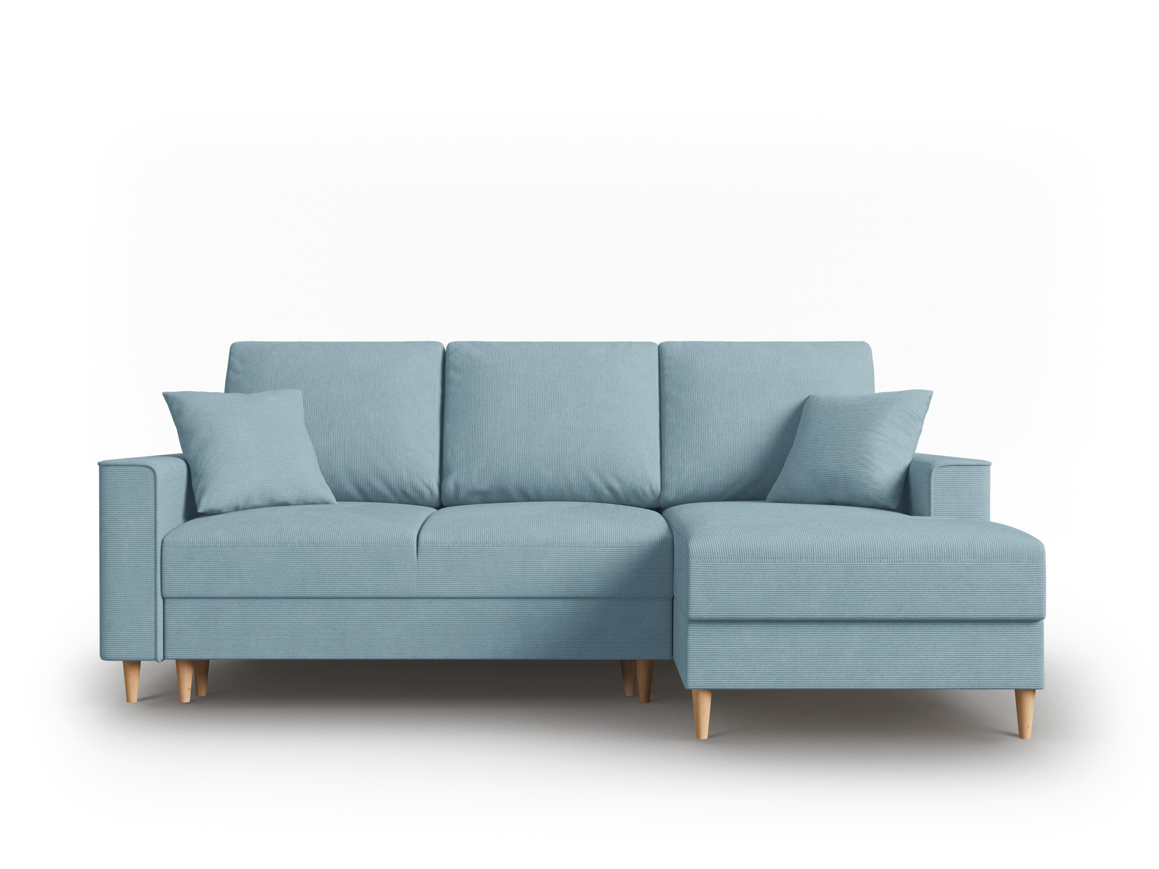 Narożnik prawostronny sztruksowy z funkcją spania CARTADERA niebieski Mazzini Sofas Eye on Design