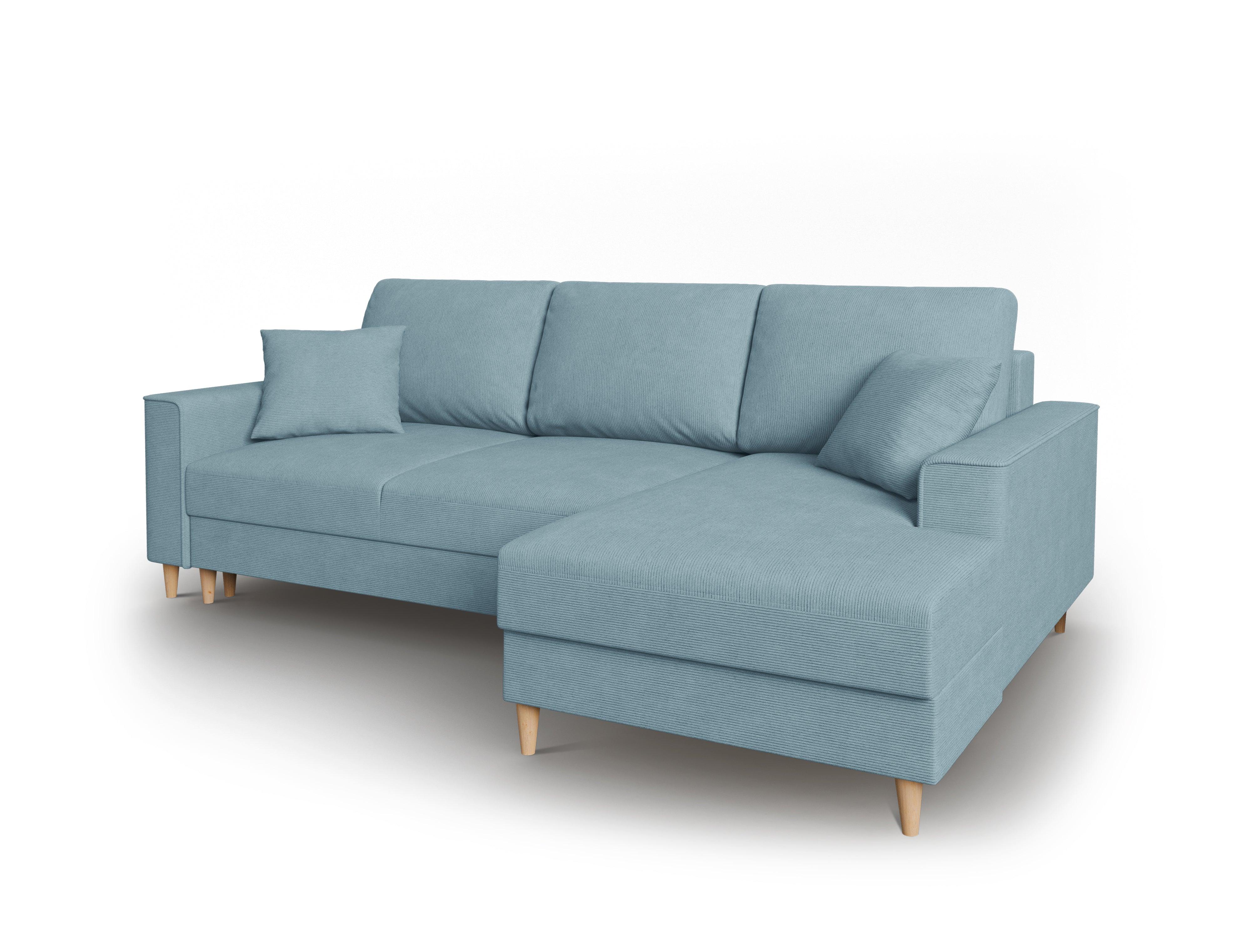 Narożnik prawostronny sztruksowy z funkcją spania CARTADERA niebieski Mazzini Sofas Eye on Design