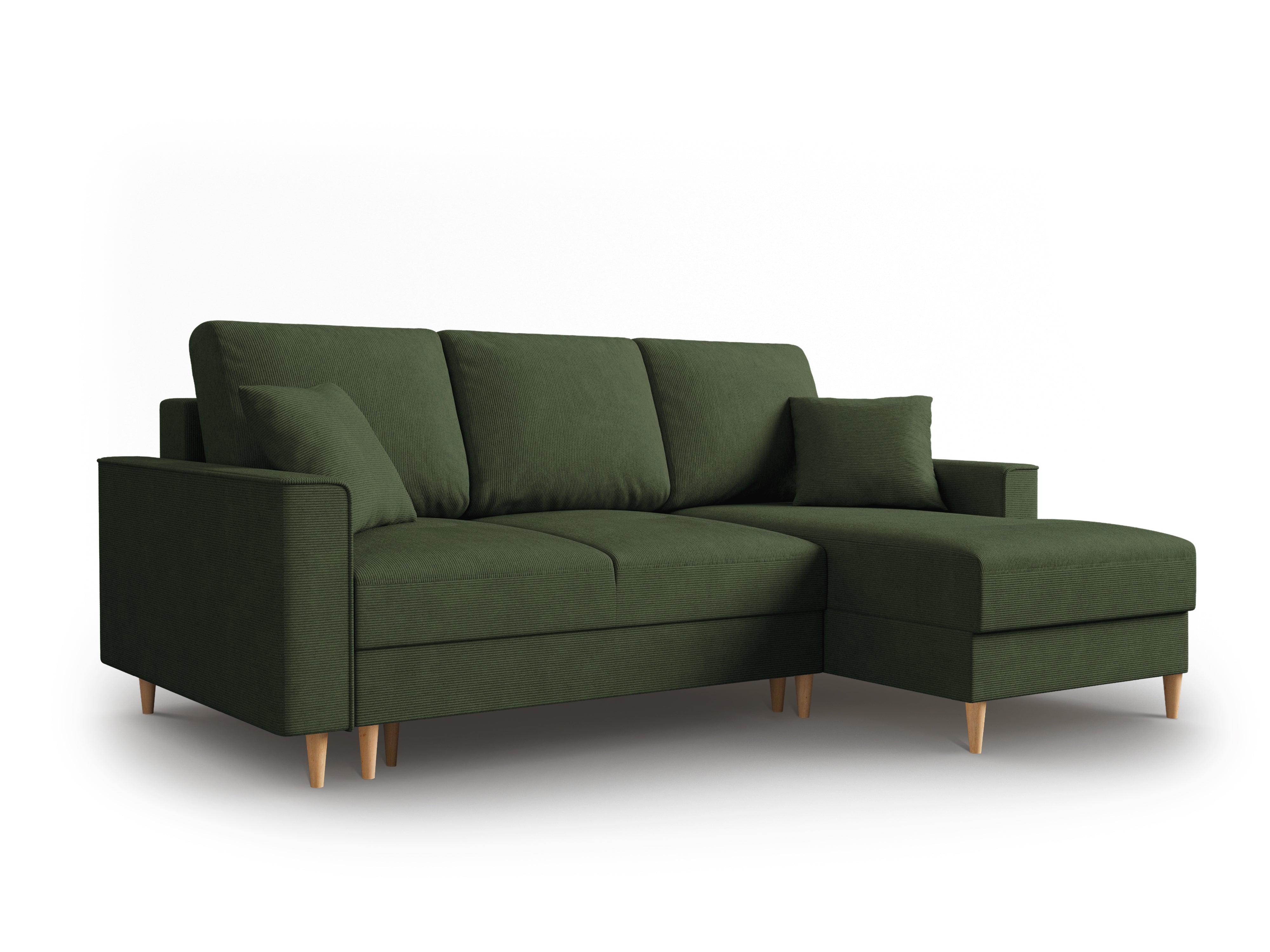 Narożnik prawostronny sztruksowy z funkcją spania CARTADERA zielony Mazzini Sofas Eye on Design