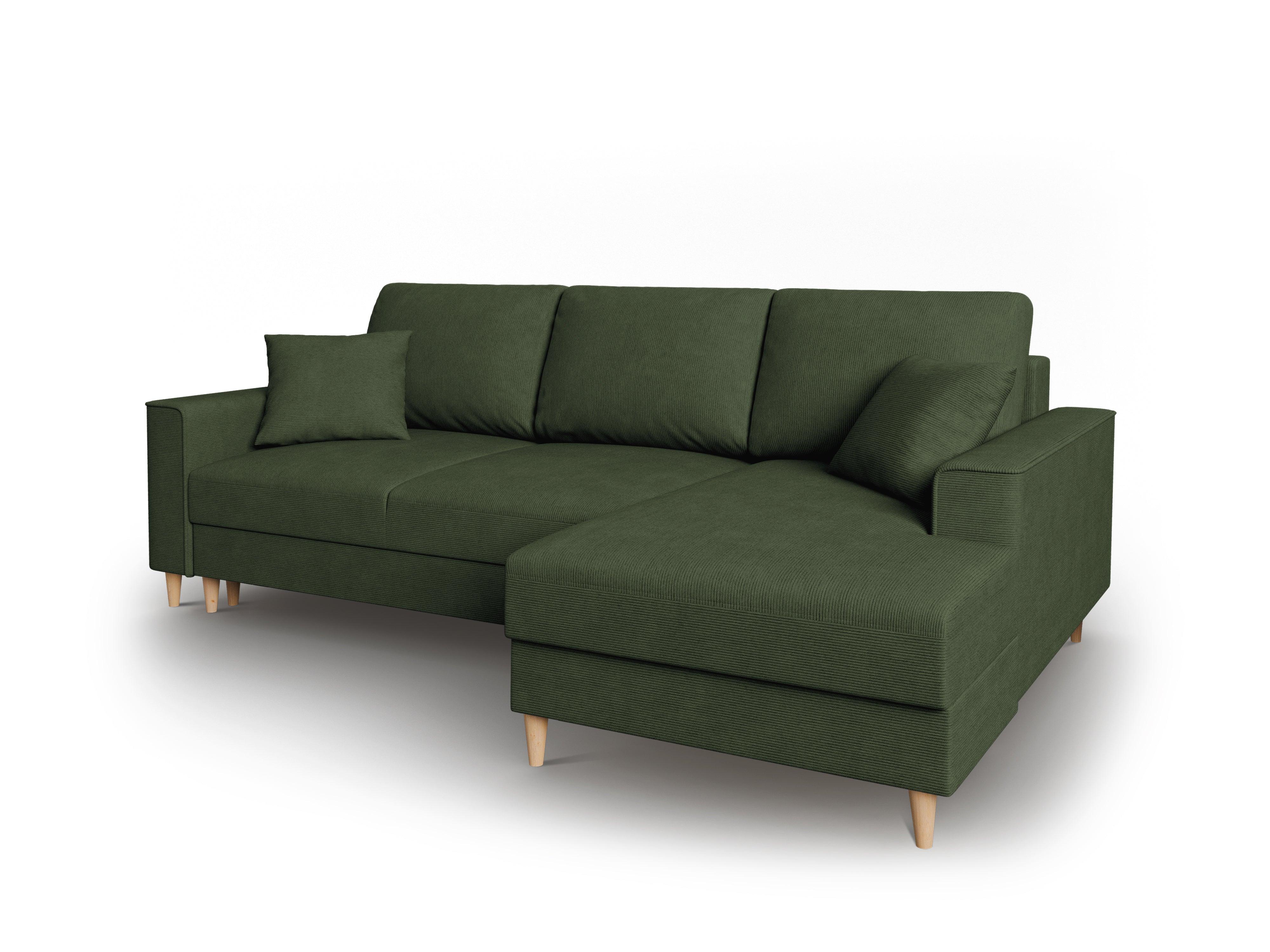 Narożnik prawostronny sztruksowy z funkcją spania CARTADERA zielony Mazzini Sofas Eye on Design