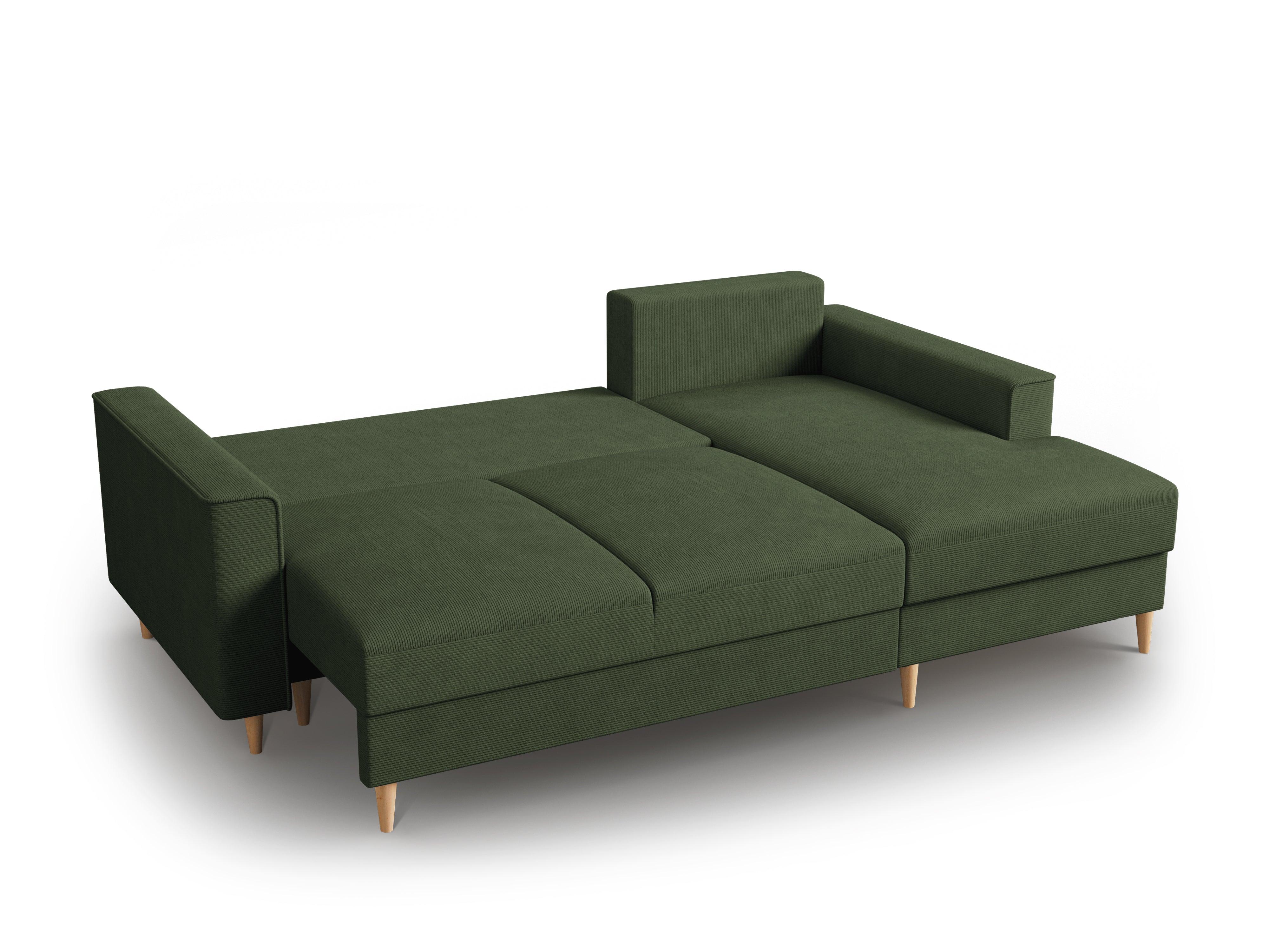 Narożnik prawostronny sztruksowy z funkcją spania CARTADERA zielony Mazzini Sofas Eye on Design