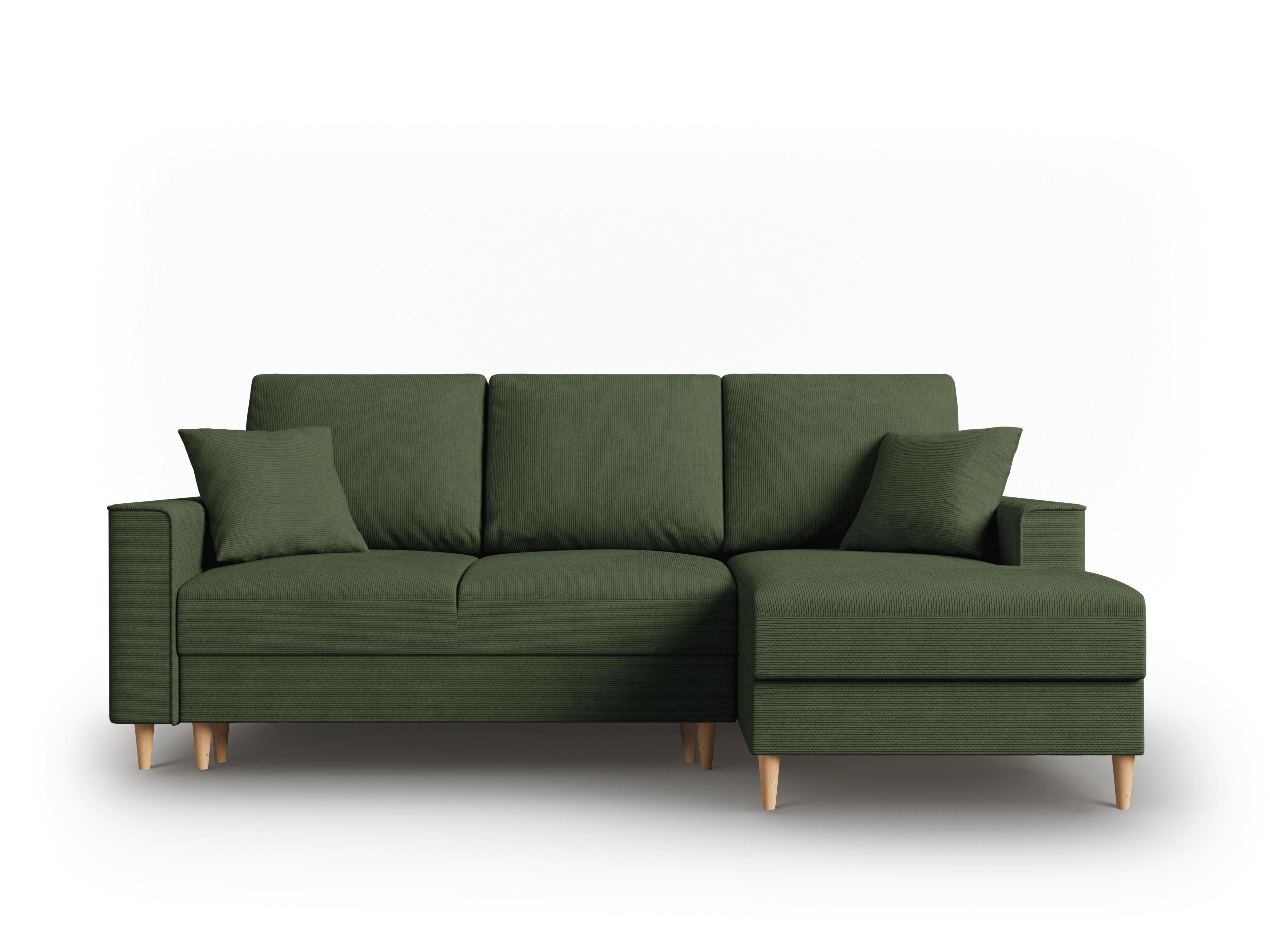 Narożnik prawostronny sztruksowy z funkcją spania CARTADERA zielony Mazzini Sofas Eye on Design