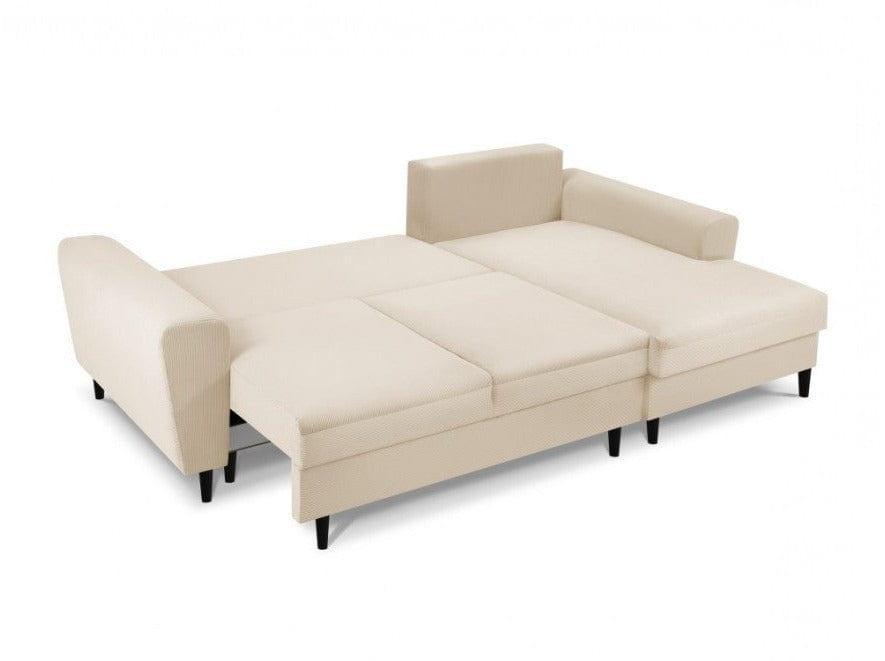 Narożnik prawostronny sztruksowy z funkcją spania KYOTO beżowy Cosmopolitan Design Eye on Design