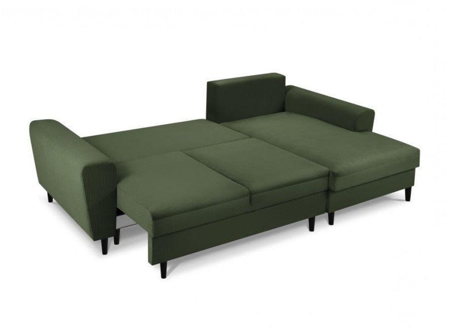 Narożnik prawostronny sztruksowy z funkcją spania KYOTO ciemnozielony Cosmopolitan Design Eye on Design
