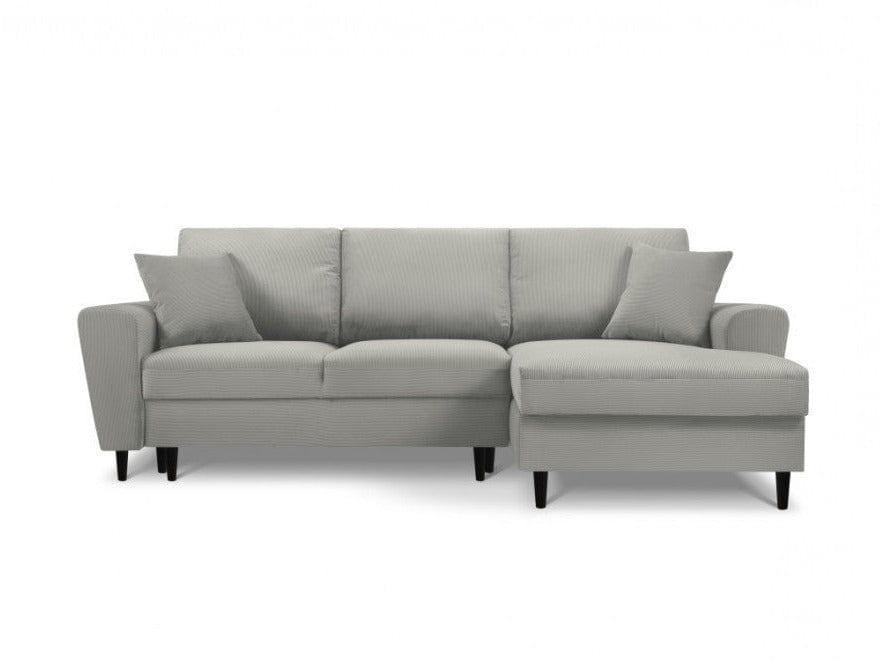 Narożnik prawostronny sztruksowy z funkcją spania KYOTO jasnoszary Cosmopolitan Design Eye on Design