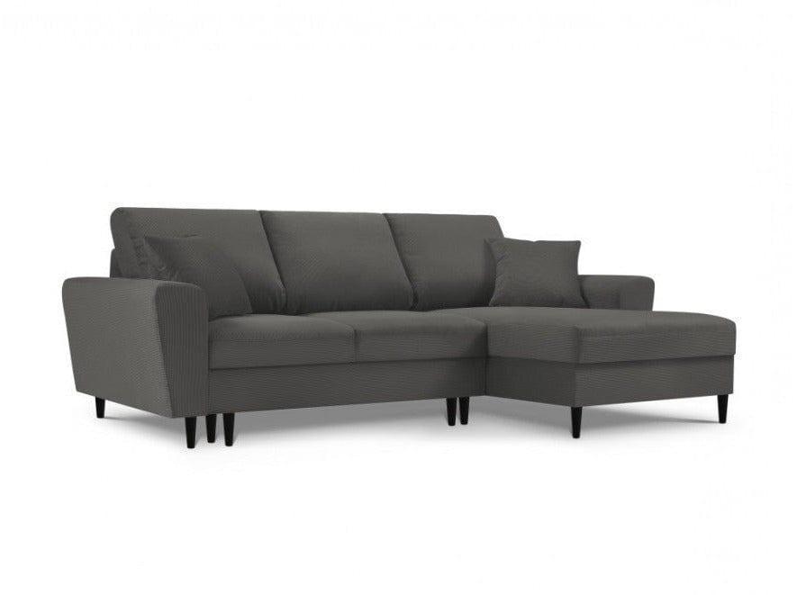 Narożnik prawostronny sztruksowy z funkcją spania KYOTO szary Cosmopolitan Design Eye on Design